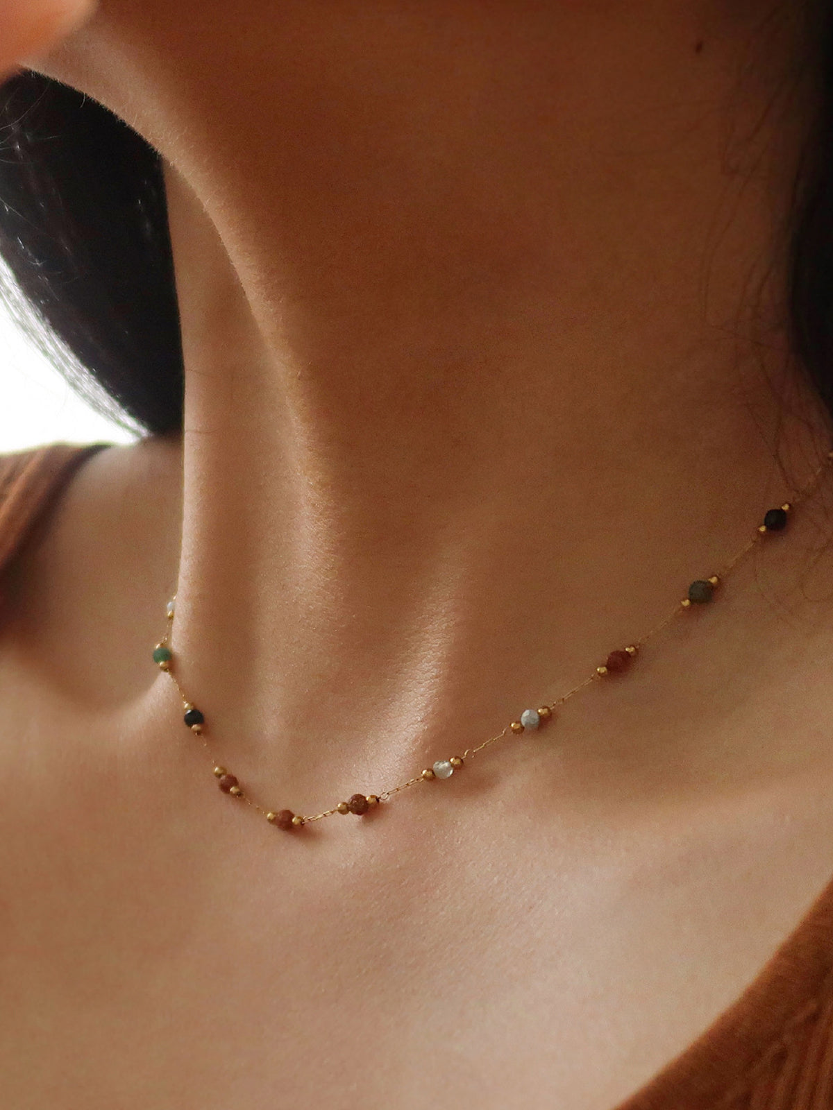 Colorful Beaded Link Necklace Handcrafted Artisan Jewelry
