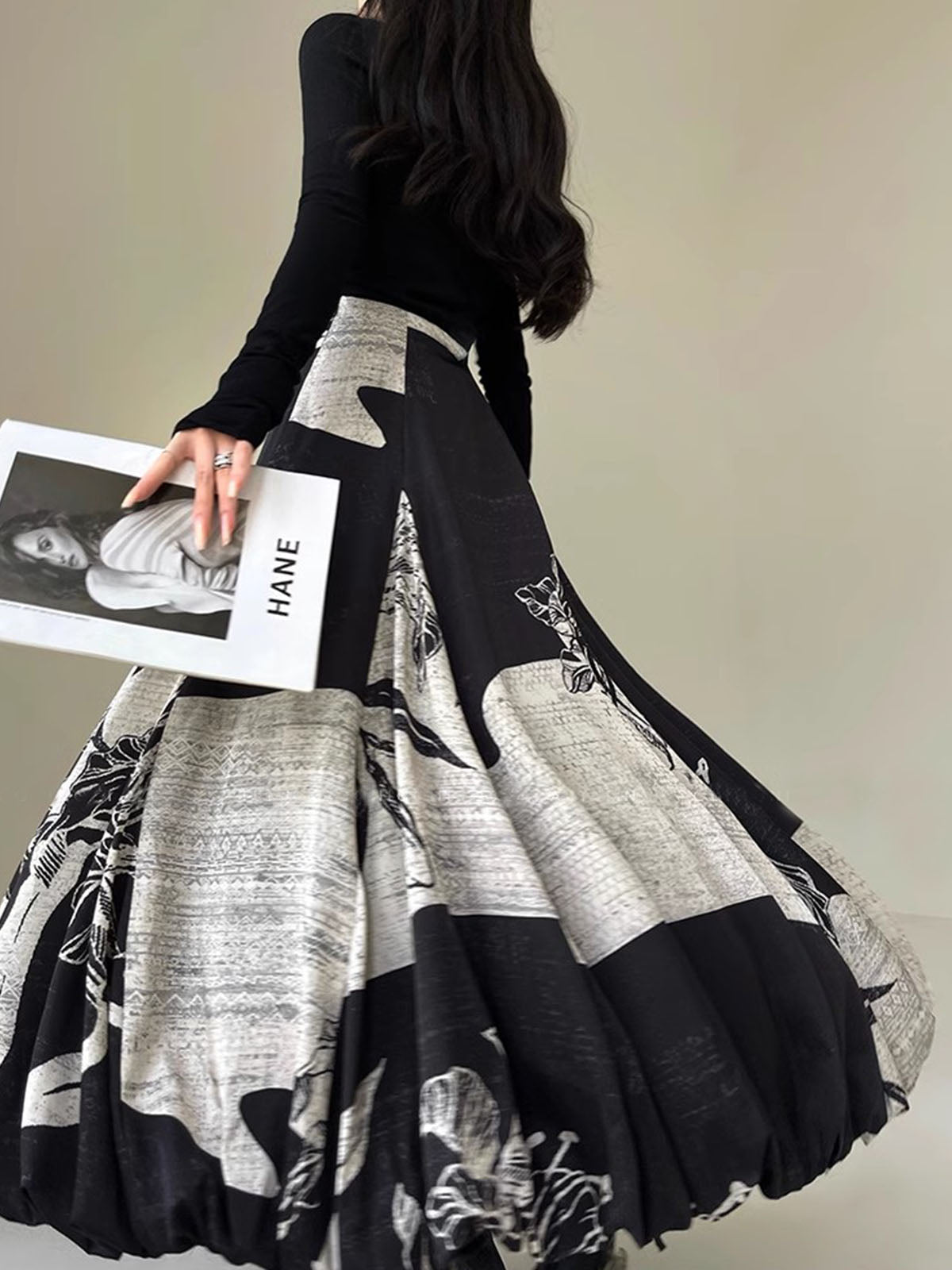 Bud Waist Side-Zipper Midi Skirt Women's Flowy Spring Summer Collection