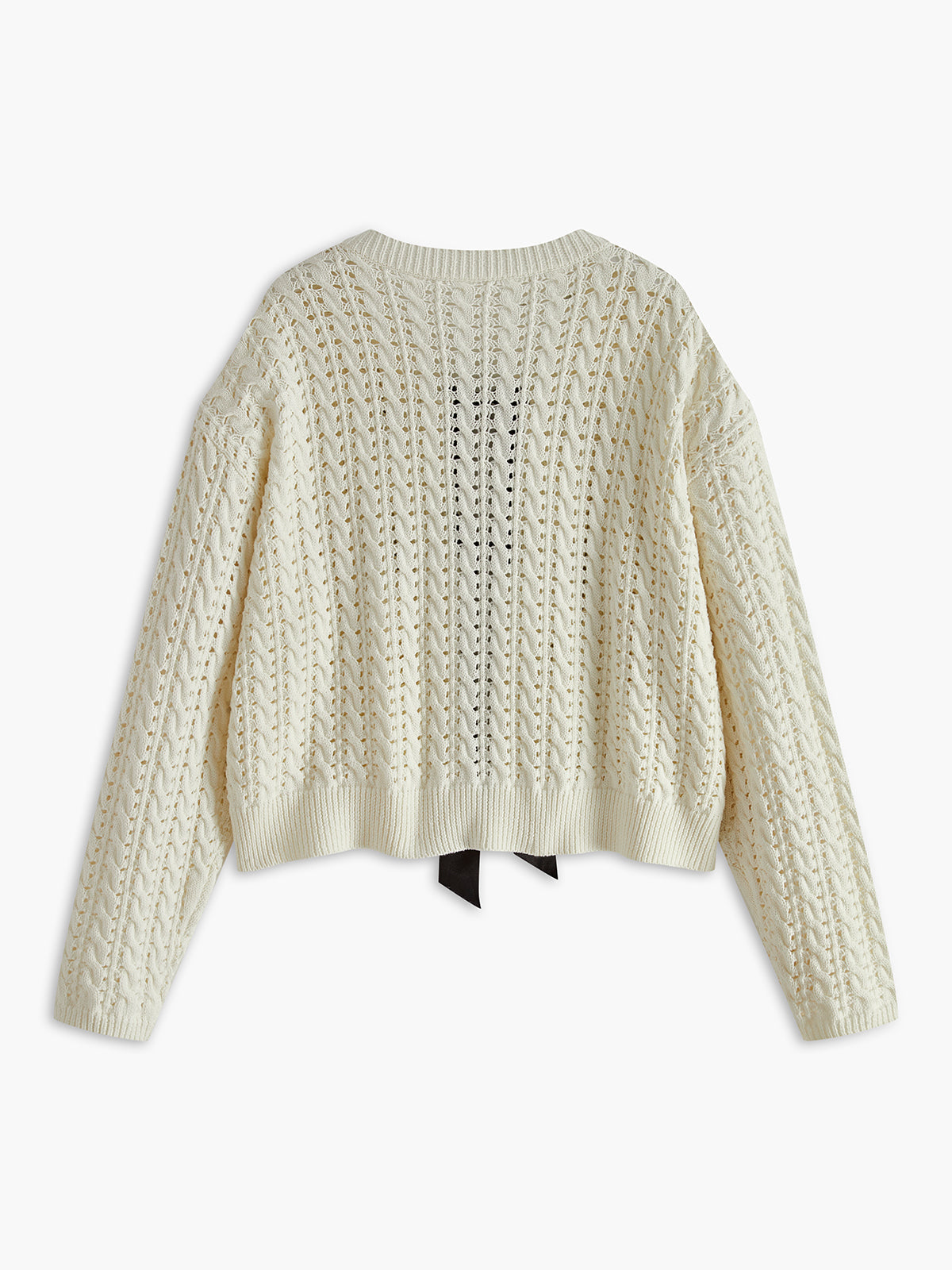 Bow Round Neck Cardigan with Stylish Button Details