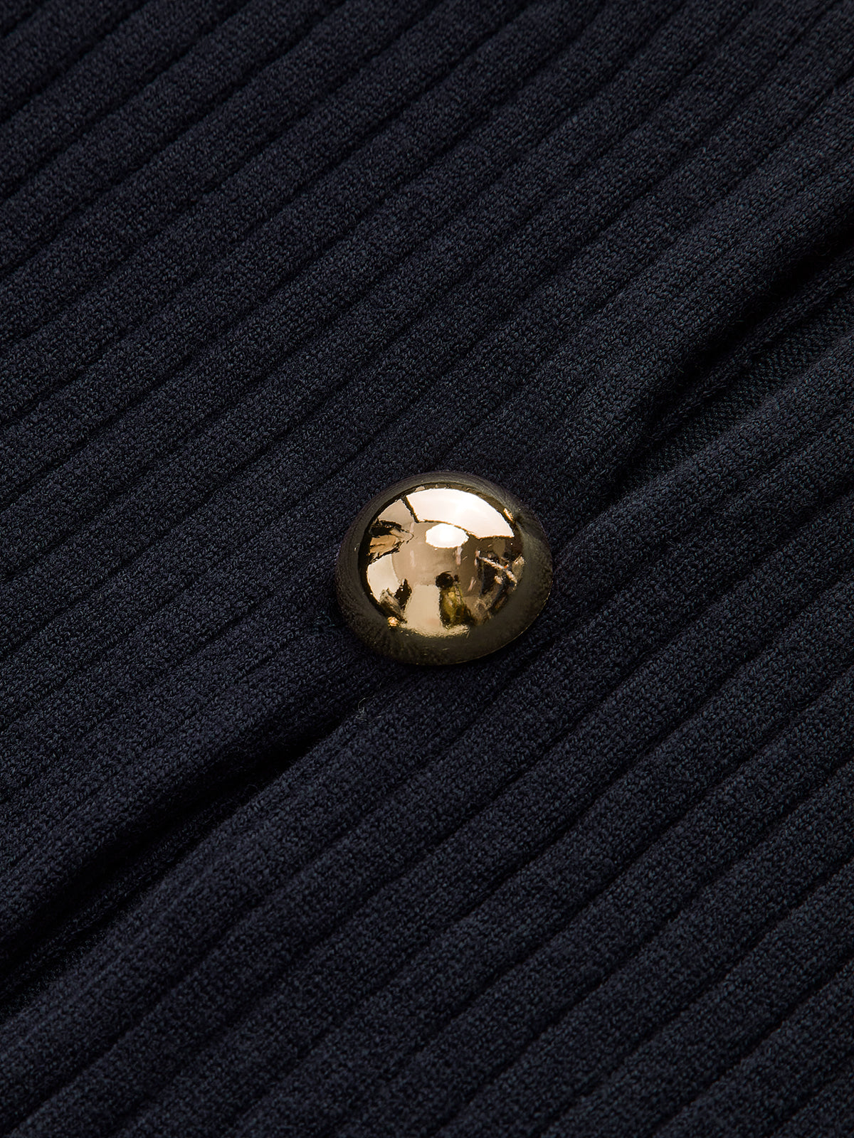 Golden Button Split Knit Top Cozy Long Sleeve Casual Wear