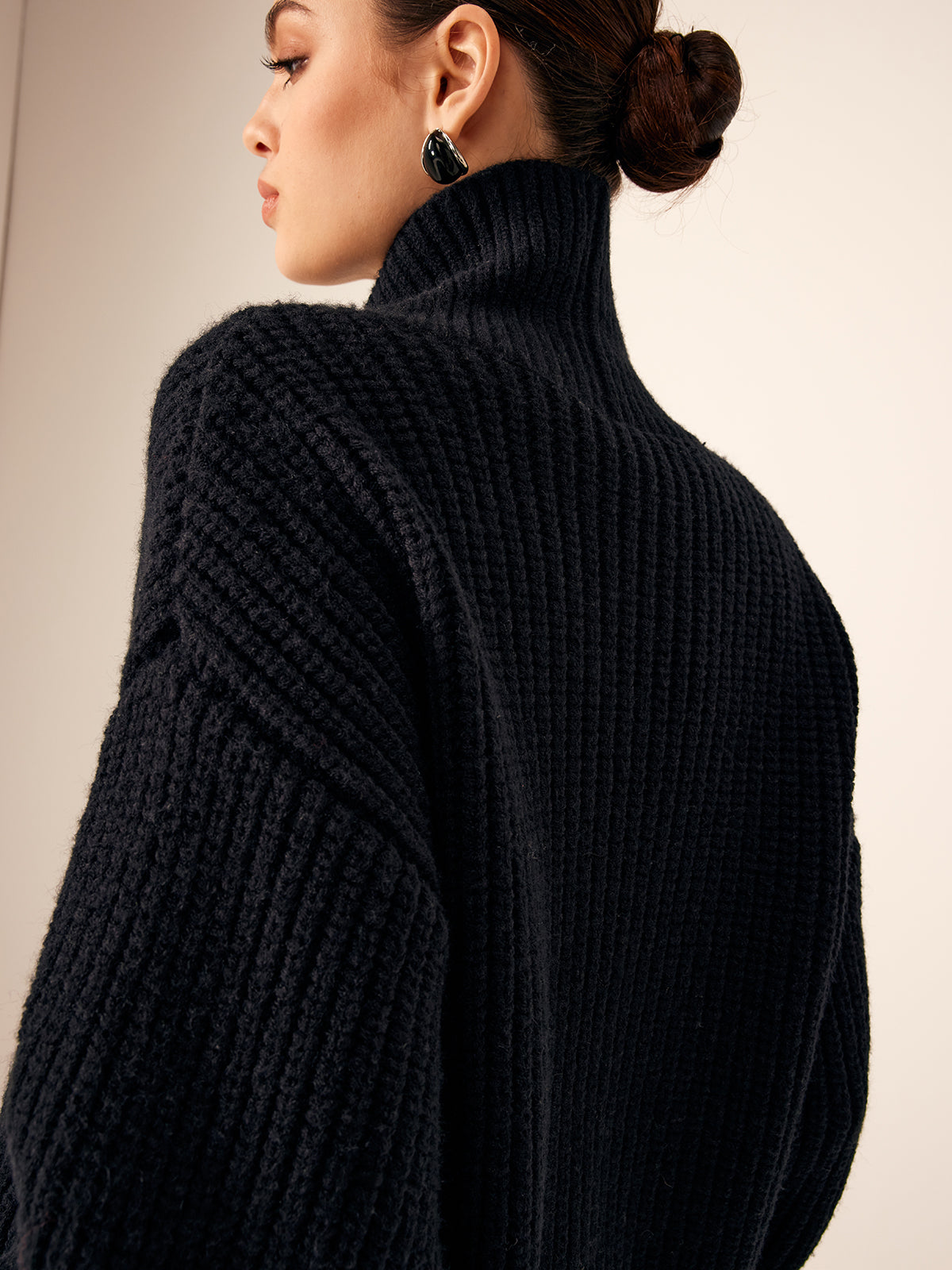 Ribbed Lapel Button Knit Outerwear Casual Fashion Sweater Coat