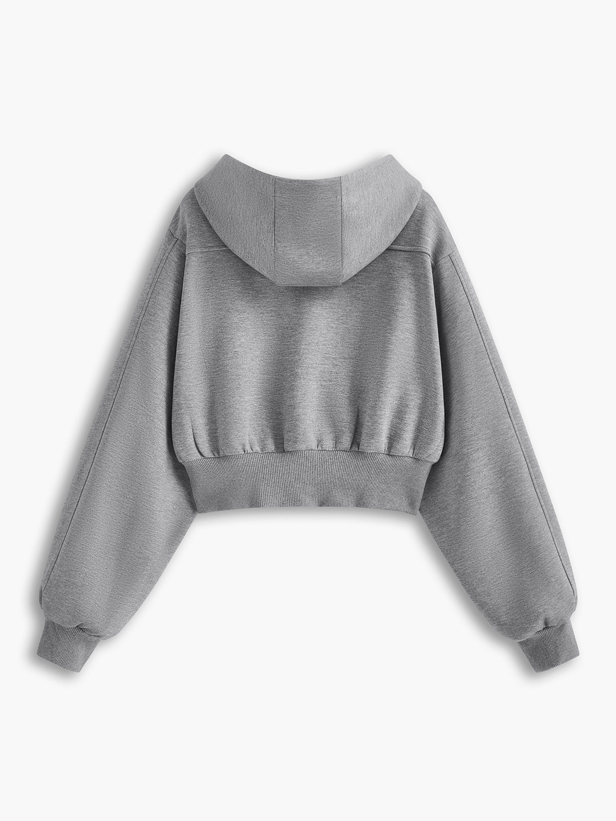 Solid Long Sleeve Zip Crop Hoodie - Women's Casual Athletic Wear