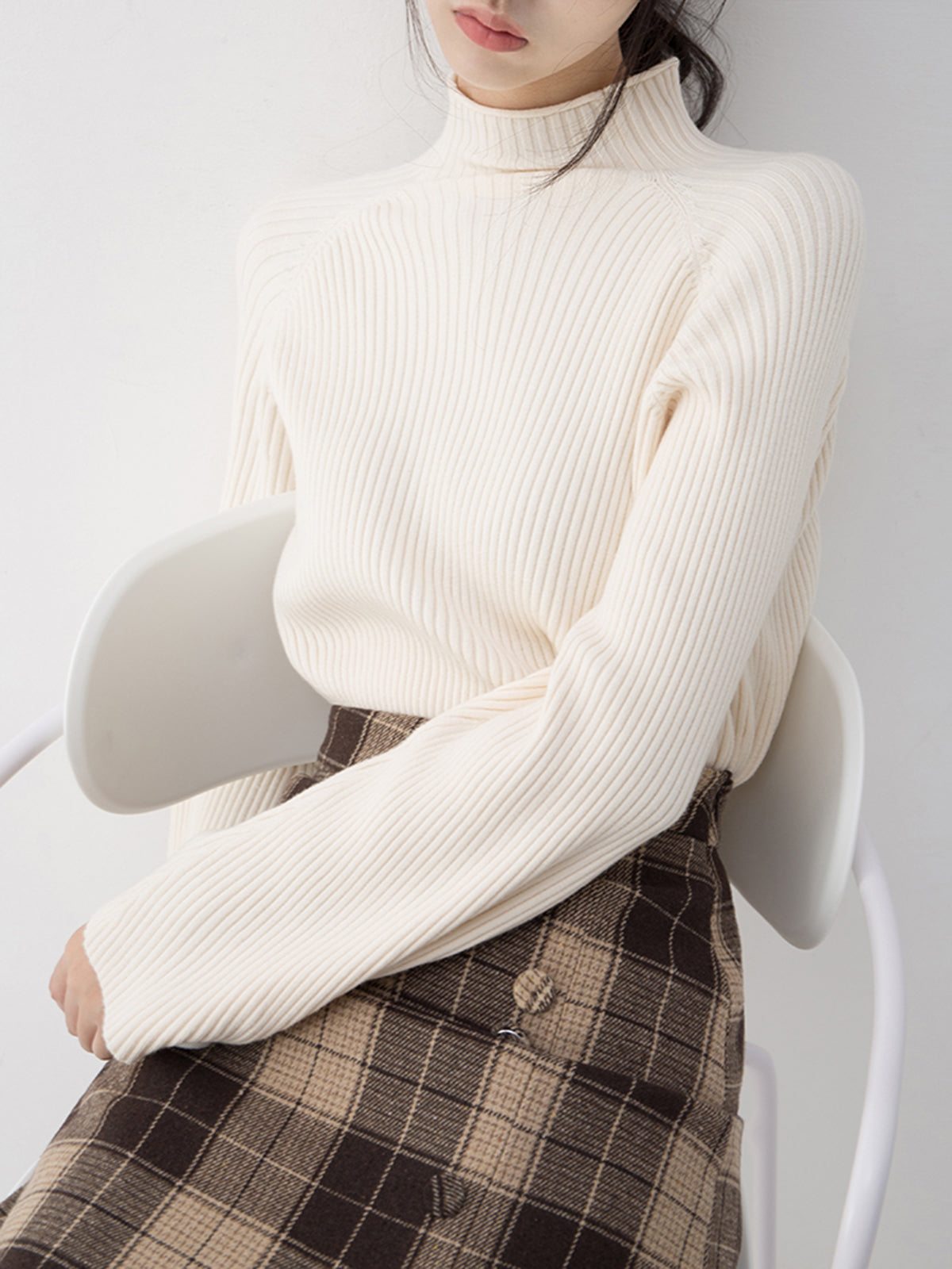 Minimalist Plain Ribbed Sweater for Women Comfort Fit