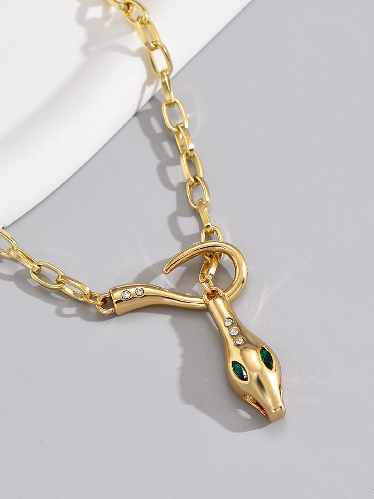 Rhinestone Snake Chain Necklace with Adjustable Clasp Closure