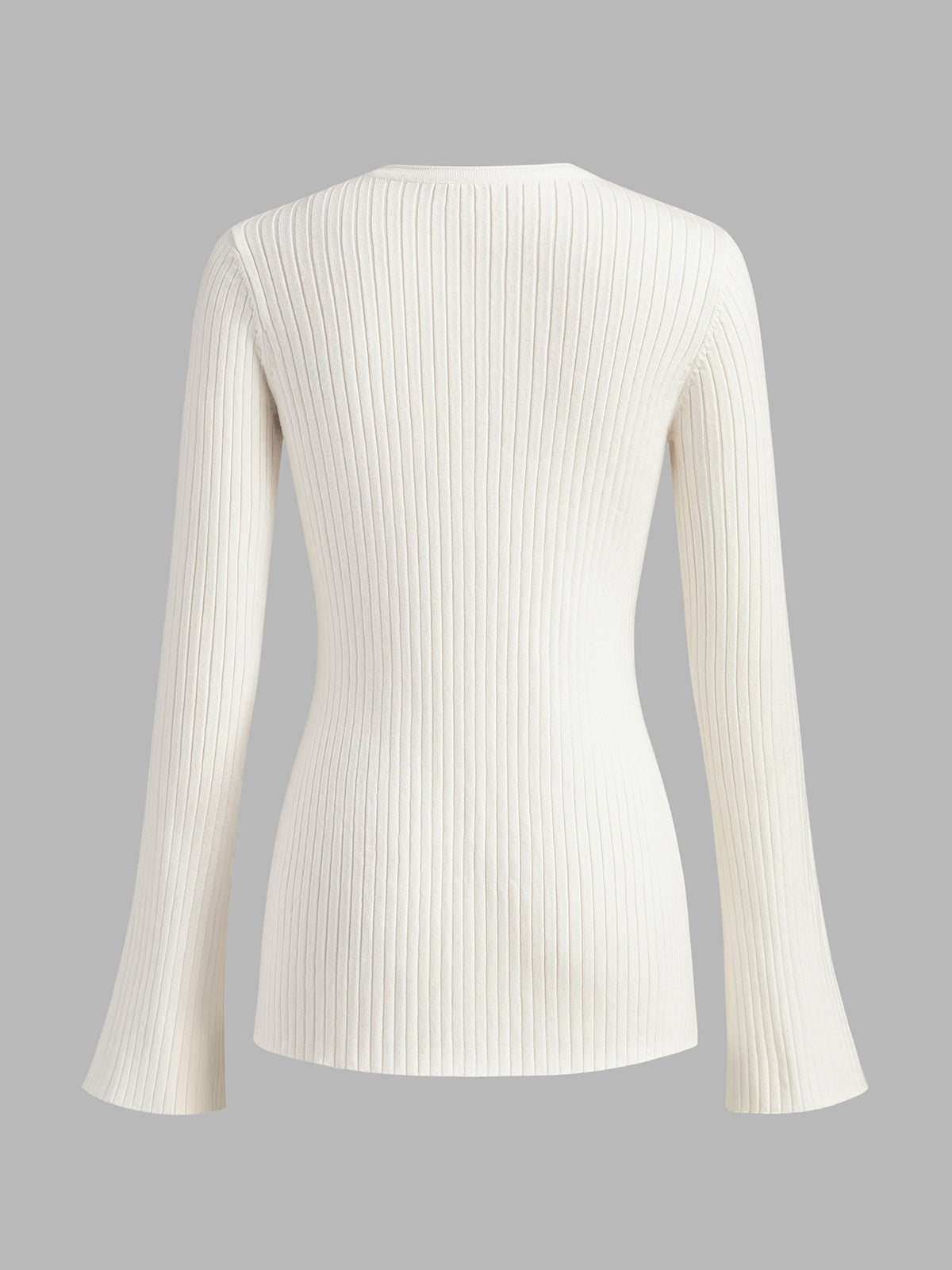 Golden Button Split Knit Top Cozy Long Sleeve Casual Wear