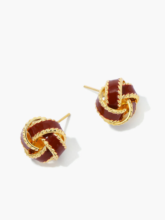 Vintage Dripped Glaze Knotted Hoop Stud Earrings, Handmade Ceramic Statement Piece