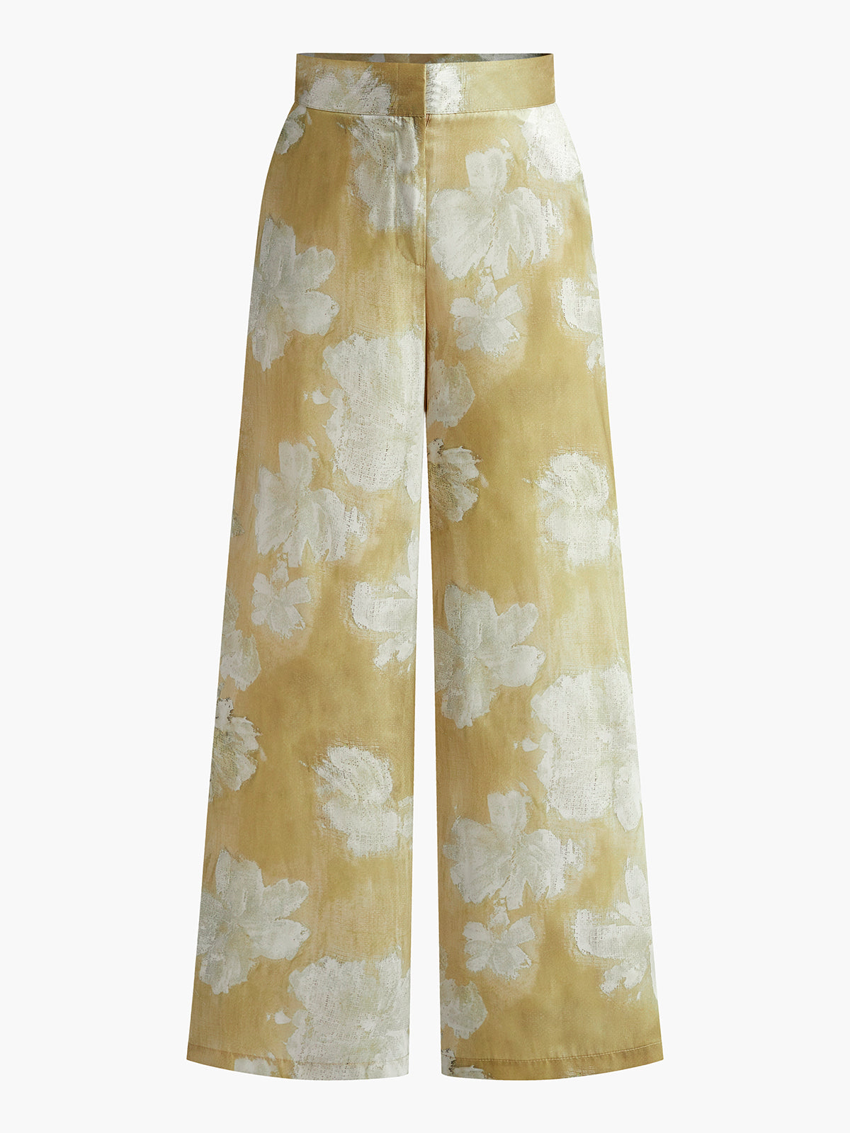 Semi-Sheer Romance Floral Printed Wide-Leg Pants for Women with Elastic Waist