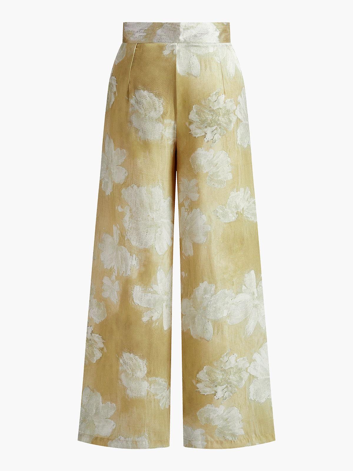 Semi-Sheer Romance Floral Printed Wide-Leg Pants for Women with Elastic Waist