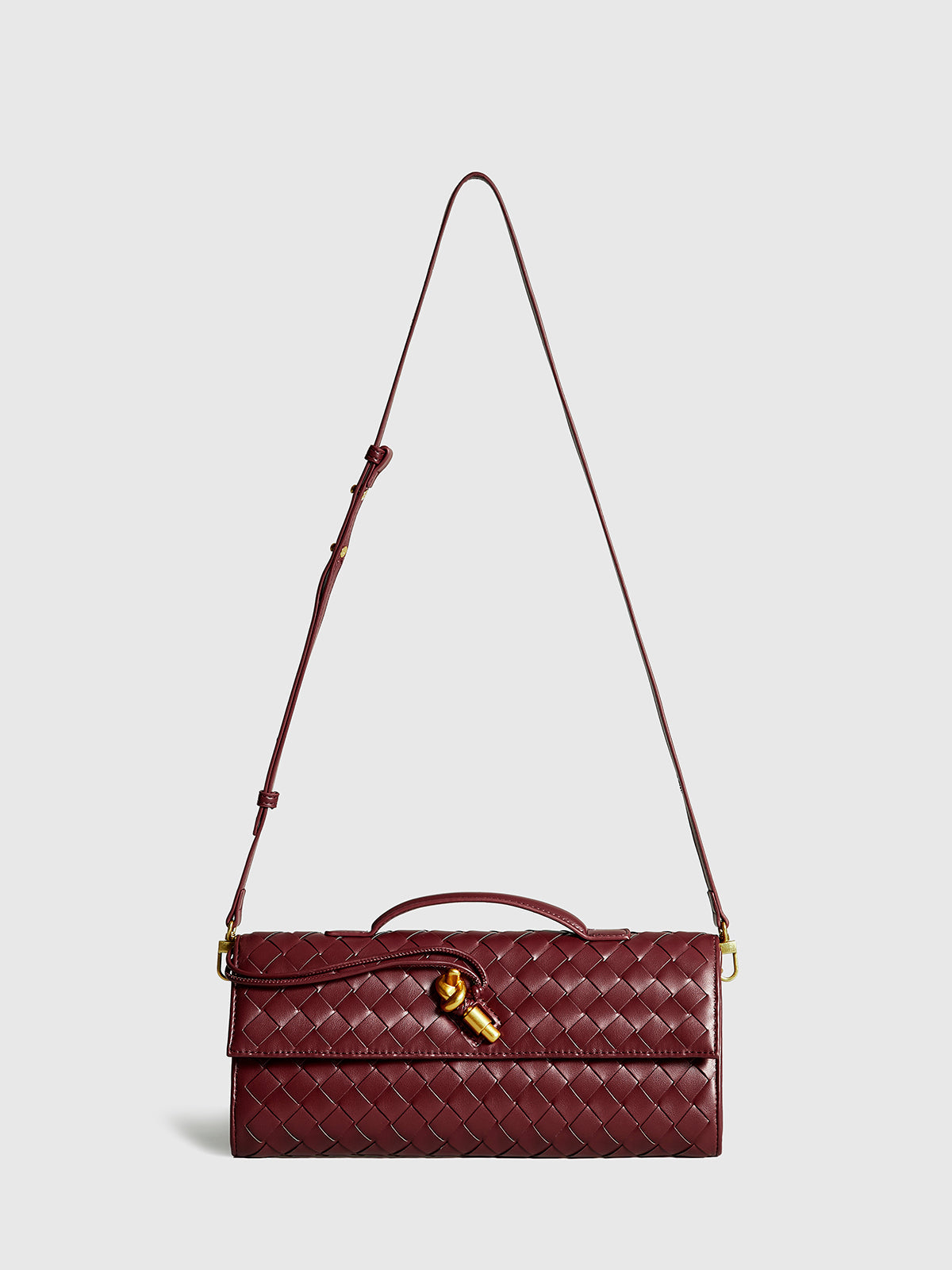 Two Way Woven Flap Clutch Shoulder Bag with Adjustable Strap for Women