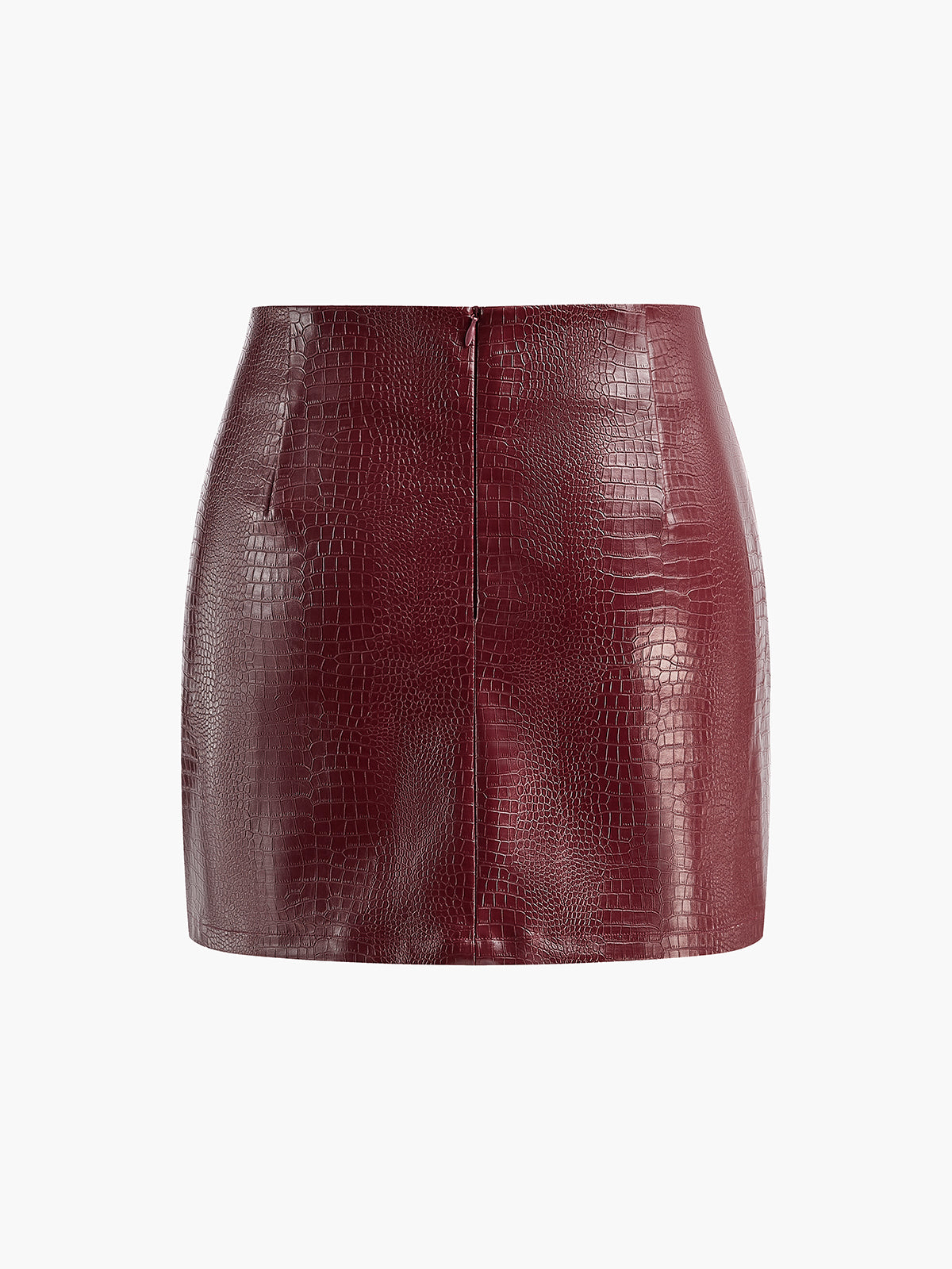 Faux Leather Textured Mini Skirt with High Waist Fit