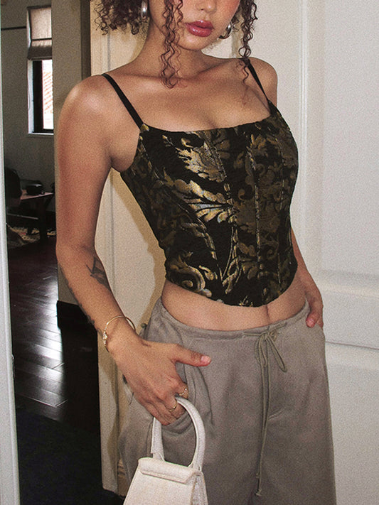 Vintage Drawstring Corset with Lace-Up Back Detail