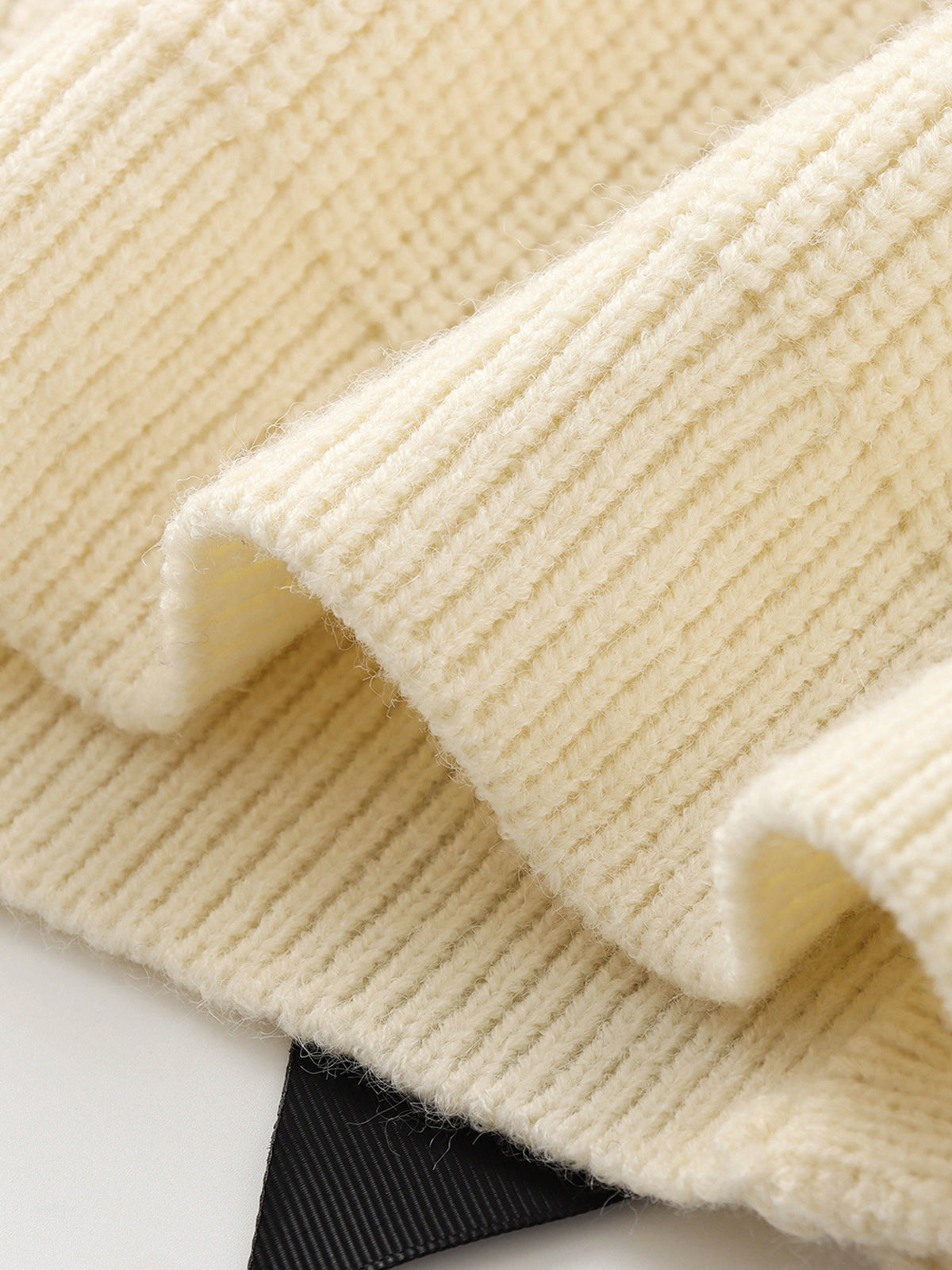 Bow Ribbed Warm Sweater for Women Casual Winter Wear