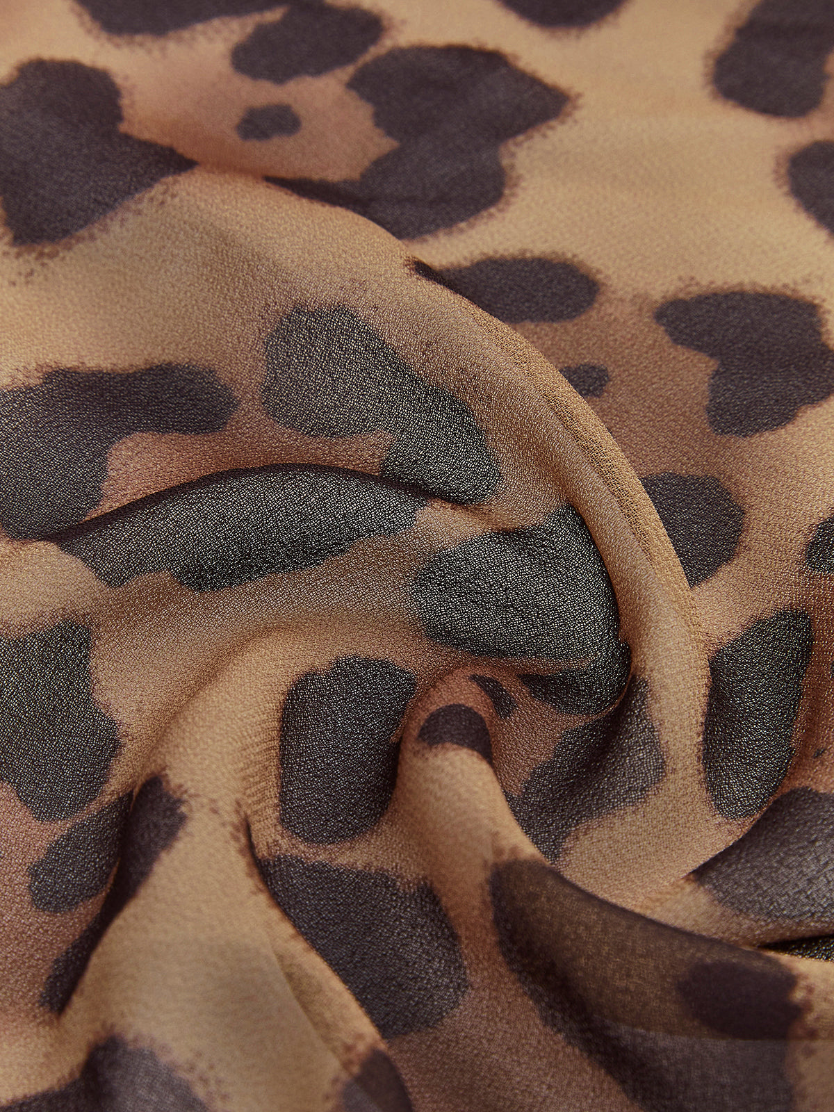 Leopard Print Semi-Sheer Ruffle V-Neck Blouse for Women Lightweight