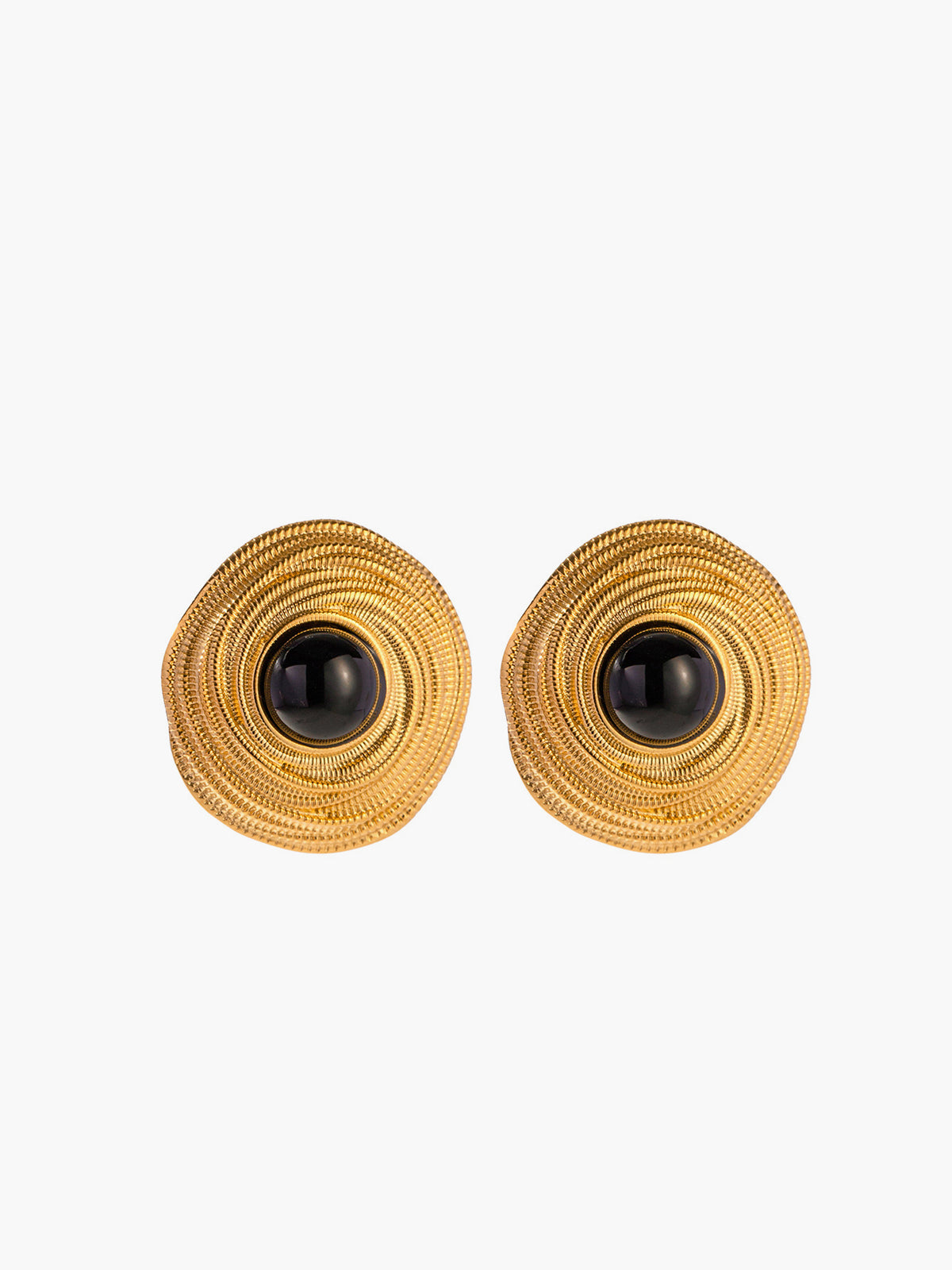 Golden Black Onyx Hoop Earrings for Elegant Evening Wear