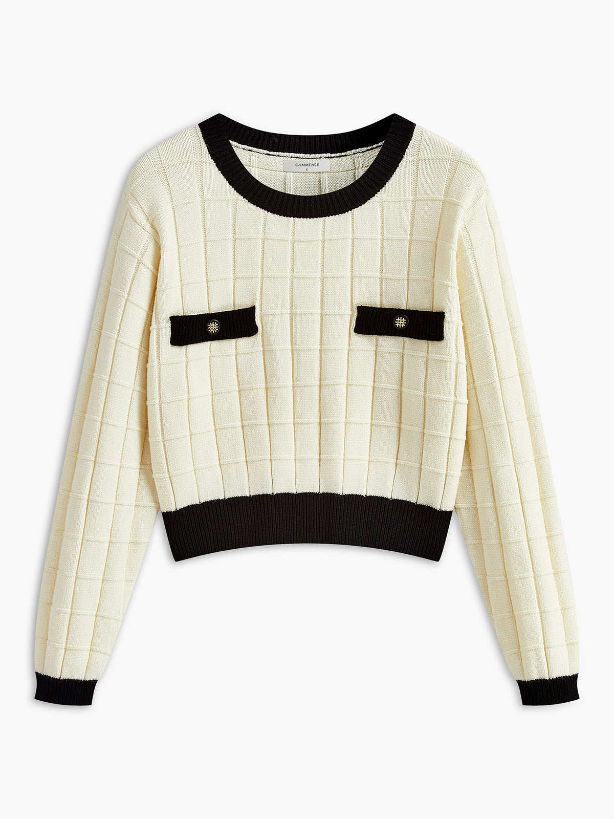 Contrast Trim Plaid Pullover Sweater for Women Cozy Winter Wear