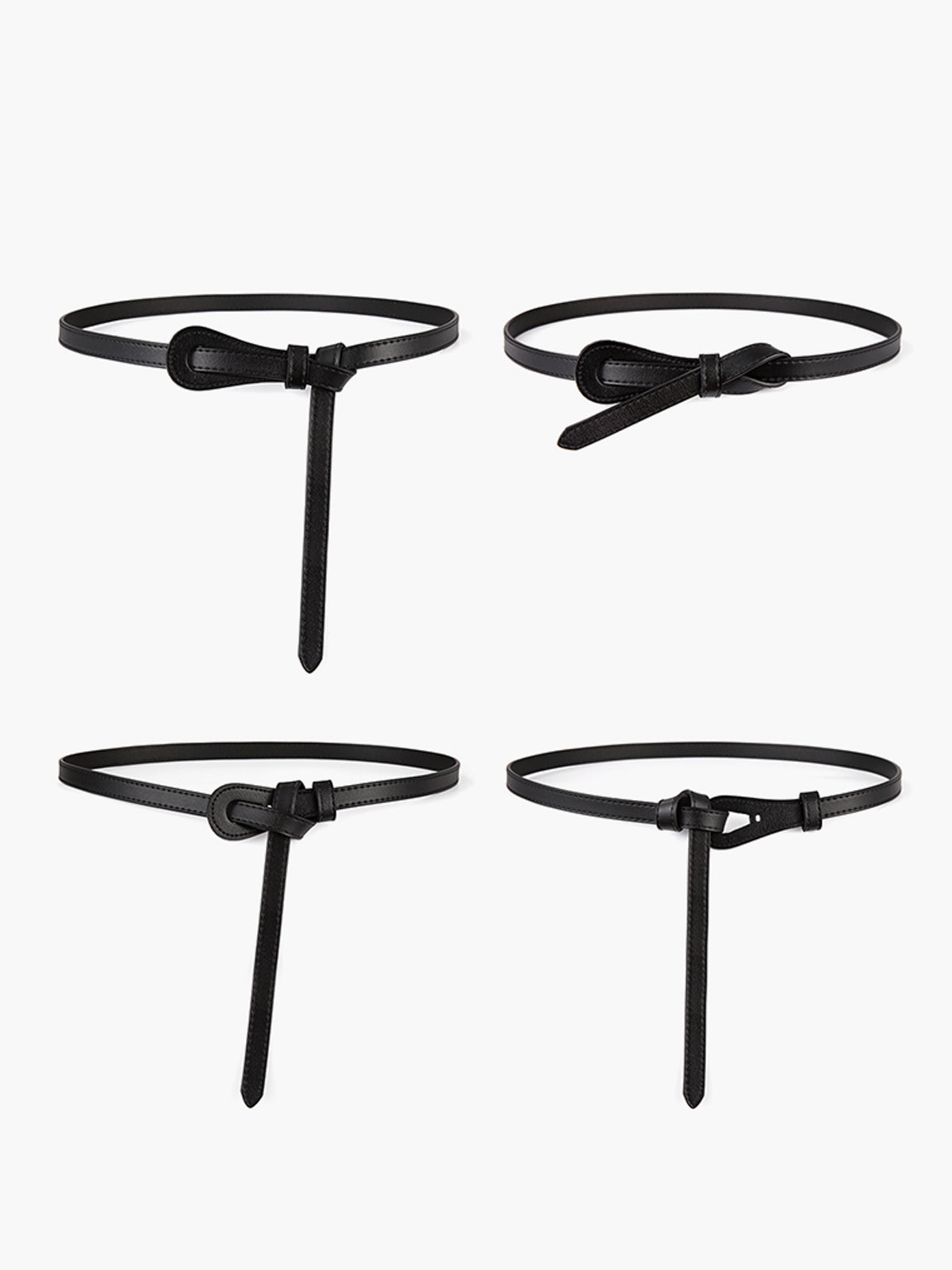 Leather Knotted Slim Belt Adjustable Waist Women's Accessory