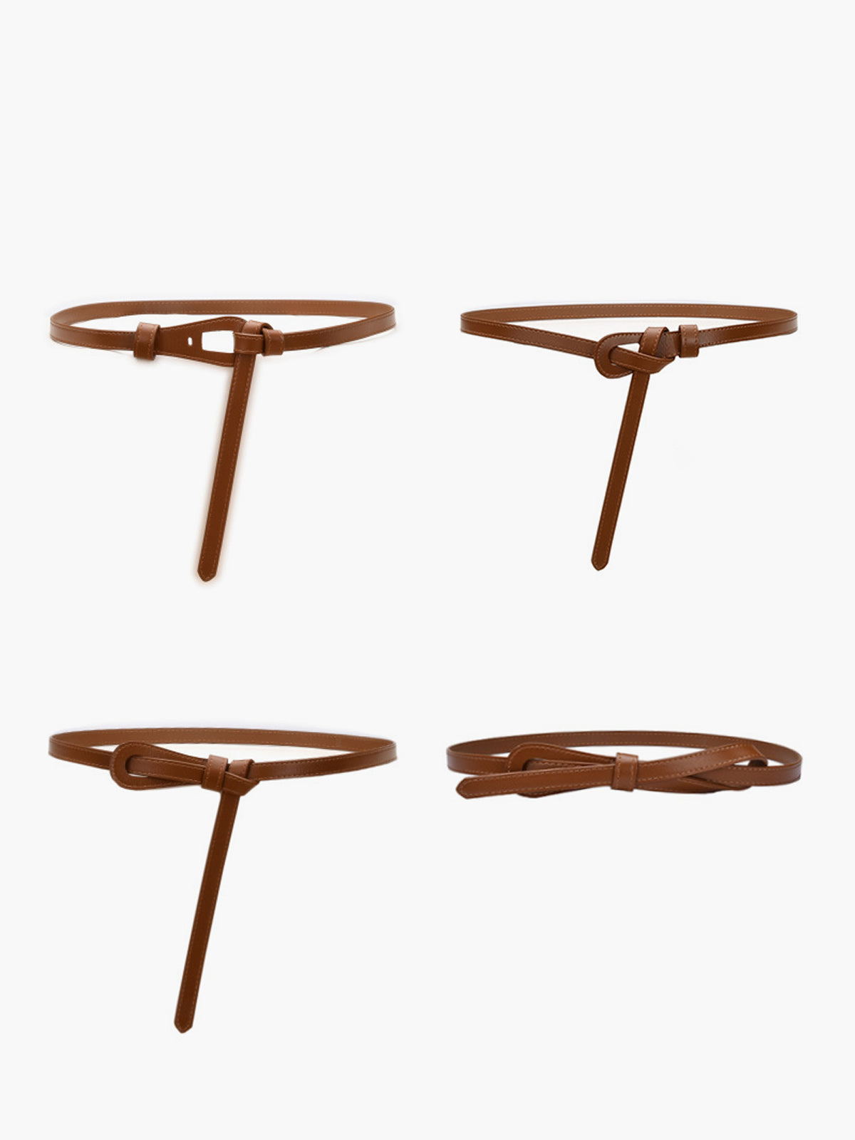 Leather Knotted Slim Belt Adjustable Waist Women's Accessory