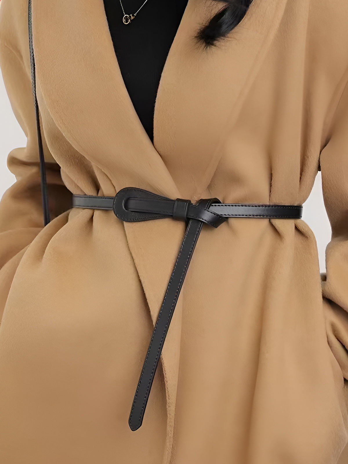 Leather Knotted Slim Belt Adjustable Waist Women's Accessory