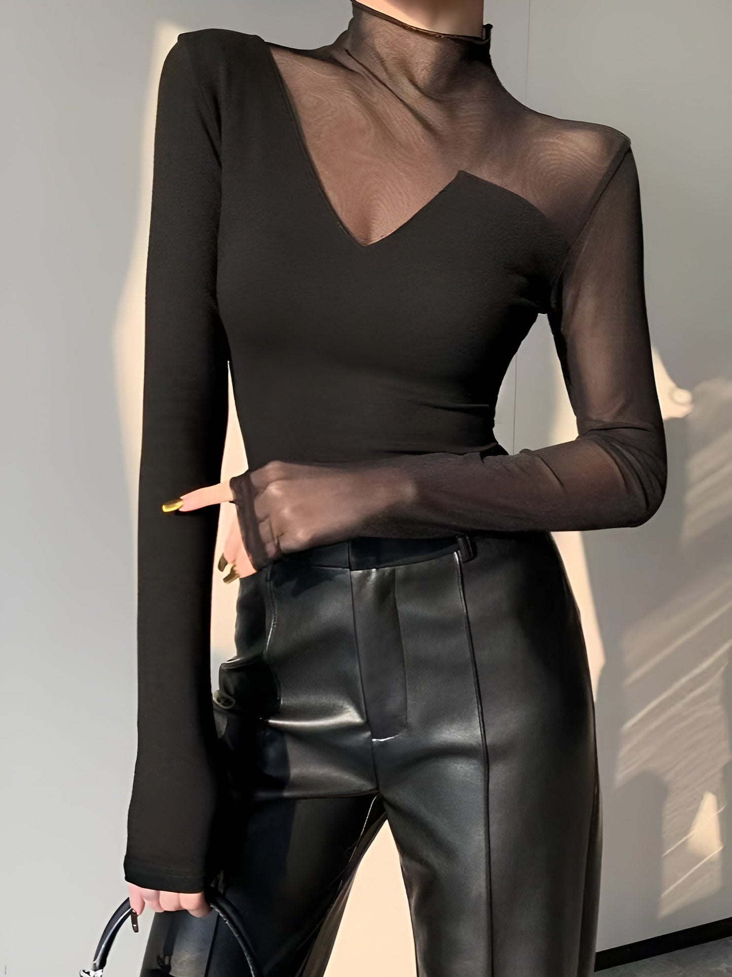 Asymmetrical Sheer Mesh Panel T-Shirt Trendy Lightweight Summer Top