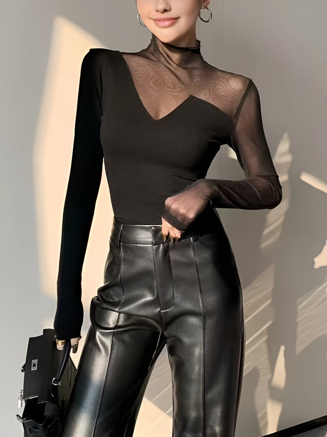 Asymmetrical Sheer Mesh Panel T-Shirt Trendy Lightweight Summer Top