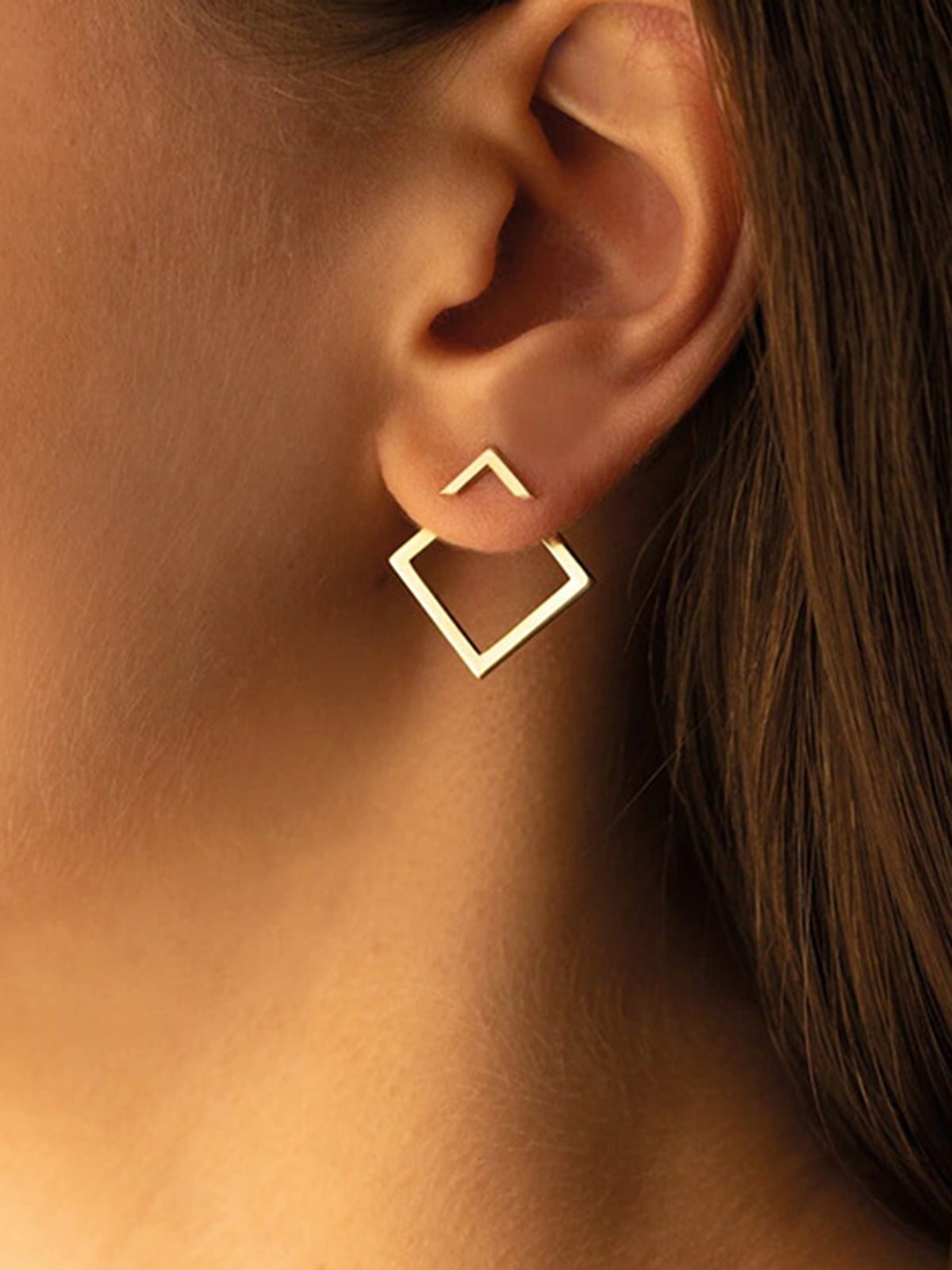 Square Geometric Stud Earrings Modern Minimalist Style
