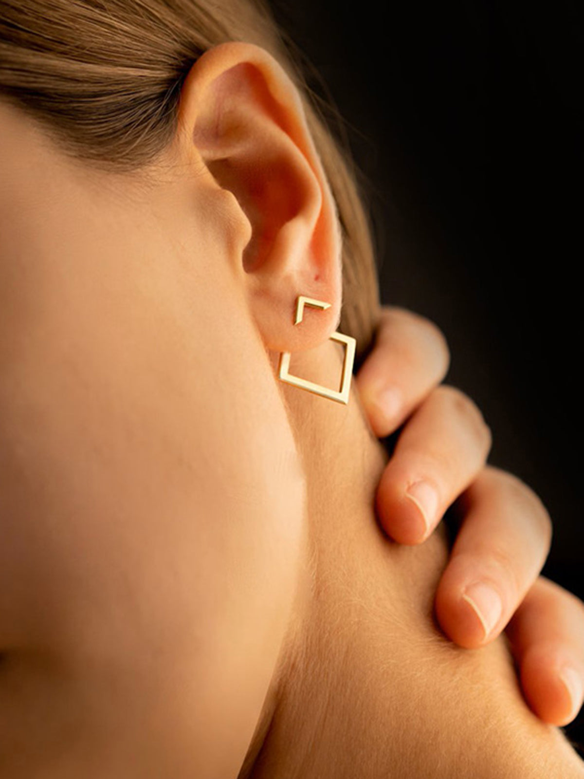 Square Geometric Stud Earrings Modern Minimalist Style