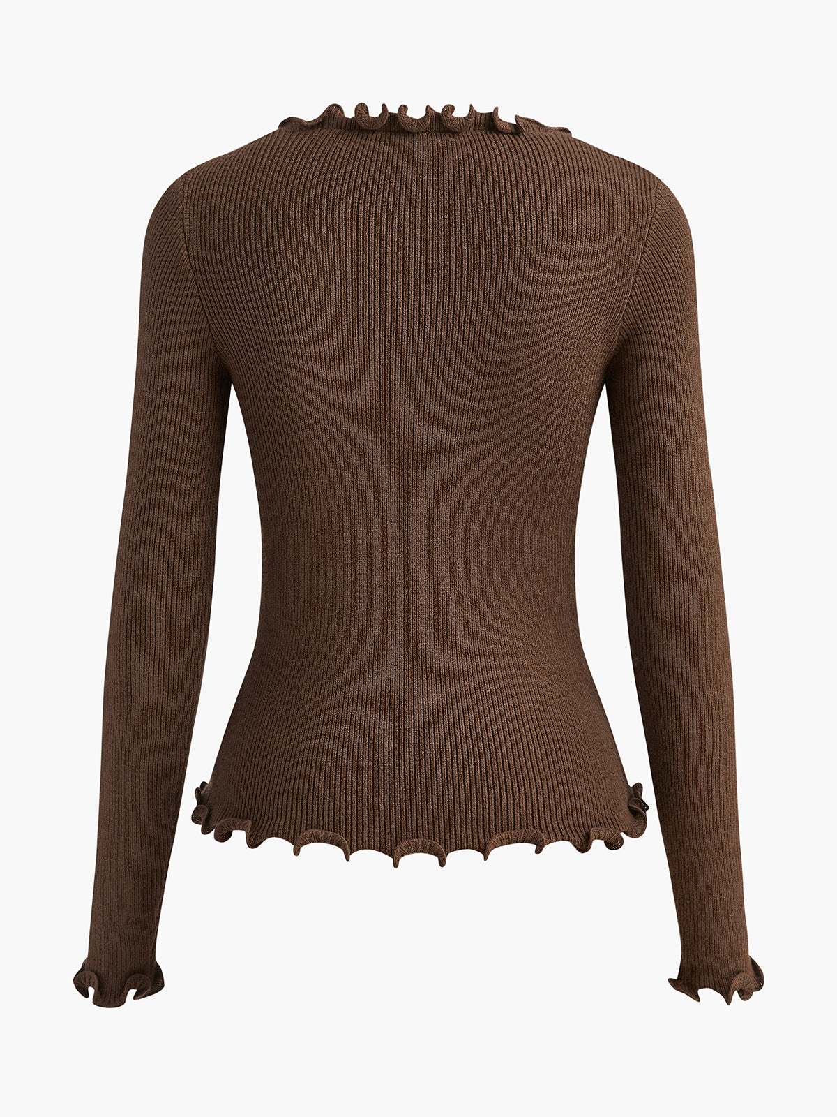 Rhinestone Bow Lettuce Trim Sweater with Elegant Design