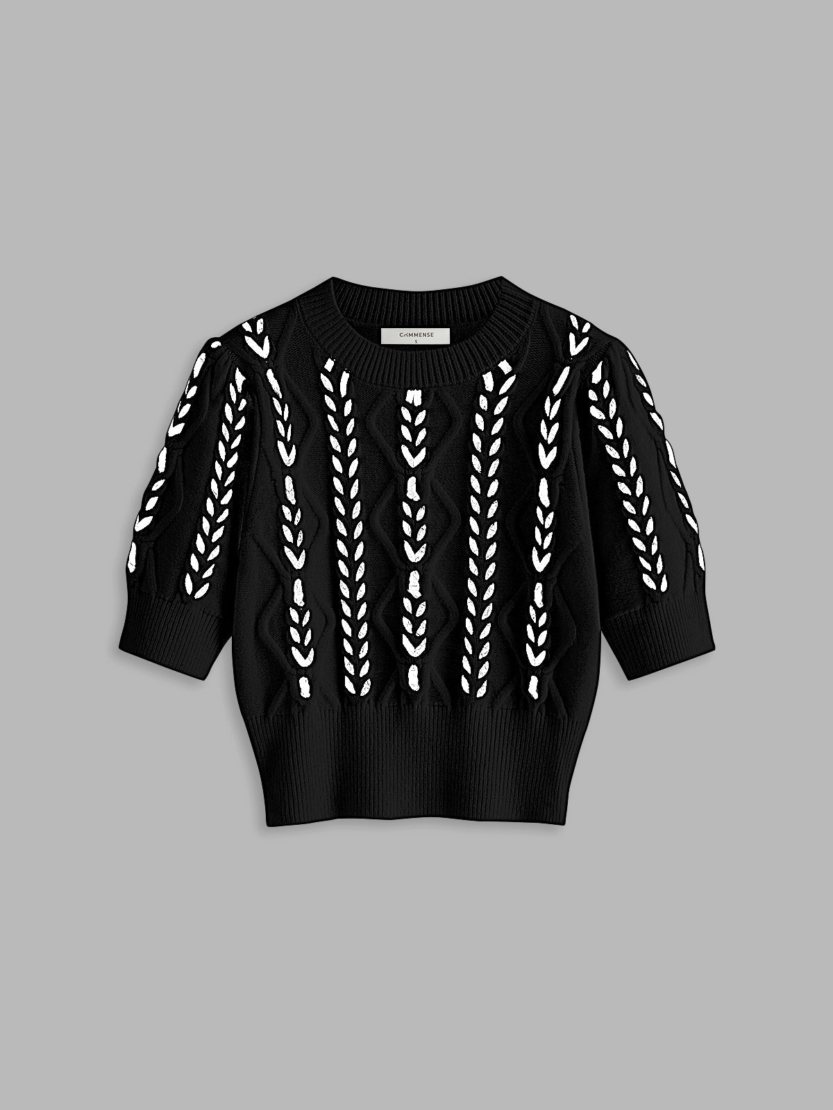 Contrast Binding Cable Knit Top Women's Sweater Winter Fashion