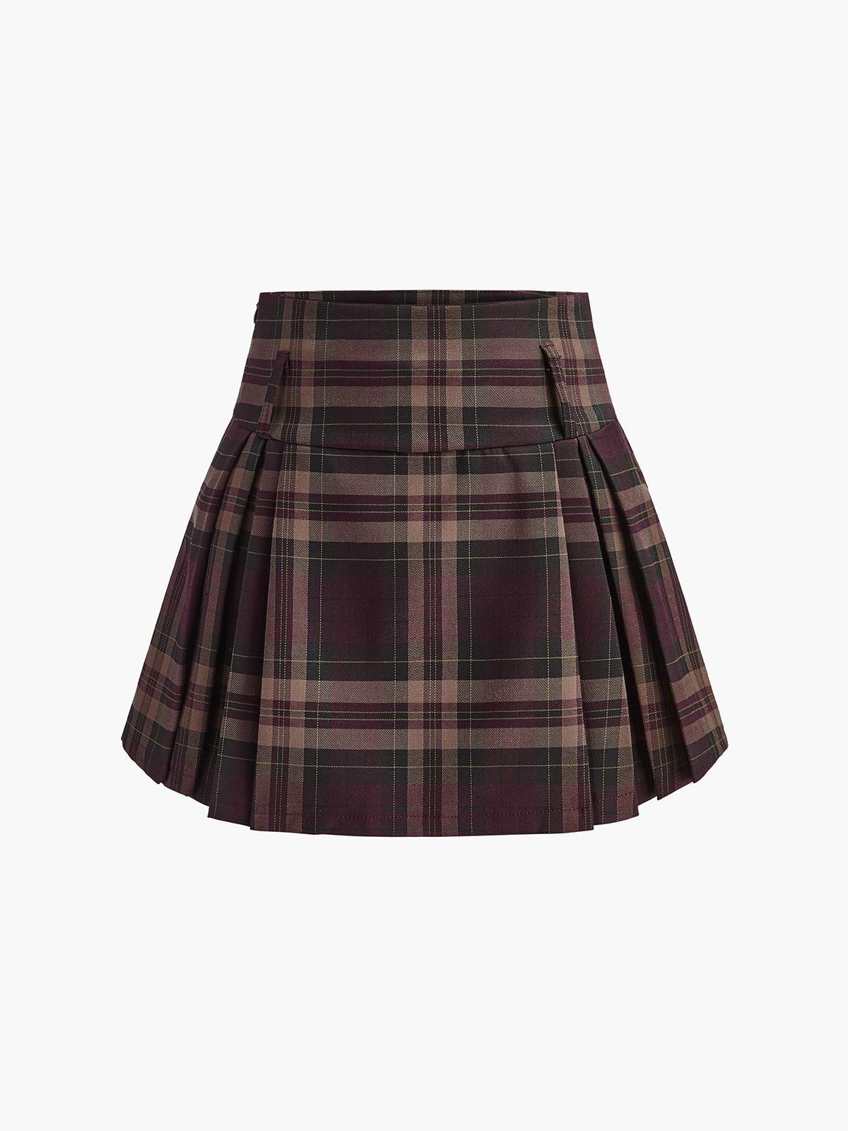 Checked Zipper Mini Skirt with High Waist Design