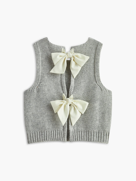 Bow Front Sweater Vest for Layering and Casual Wear