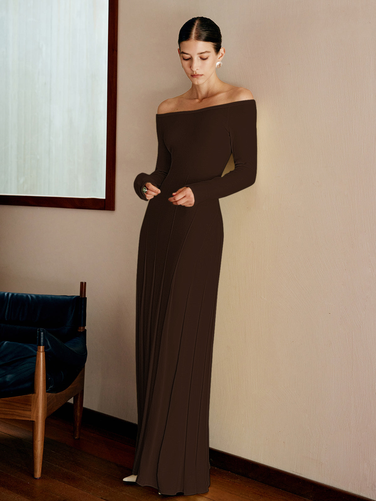 Off Shoulder Pleated Sweater Dress for Women Winter Essential
