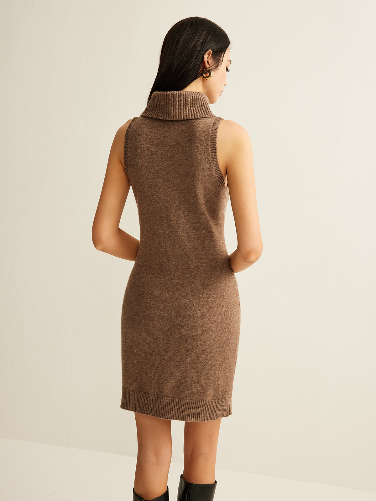 Wool-Blend Turtleneck Sweater Dress Comfortable Winter Fashion Without Belt