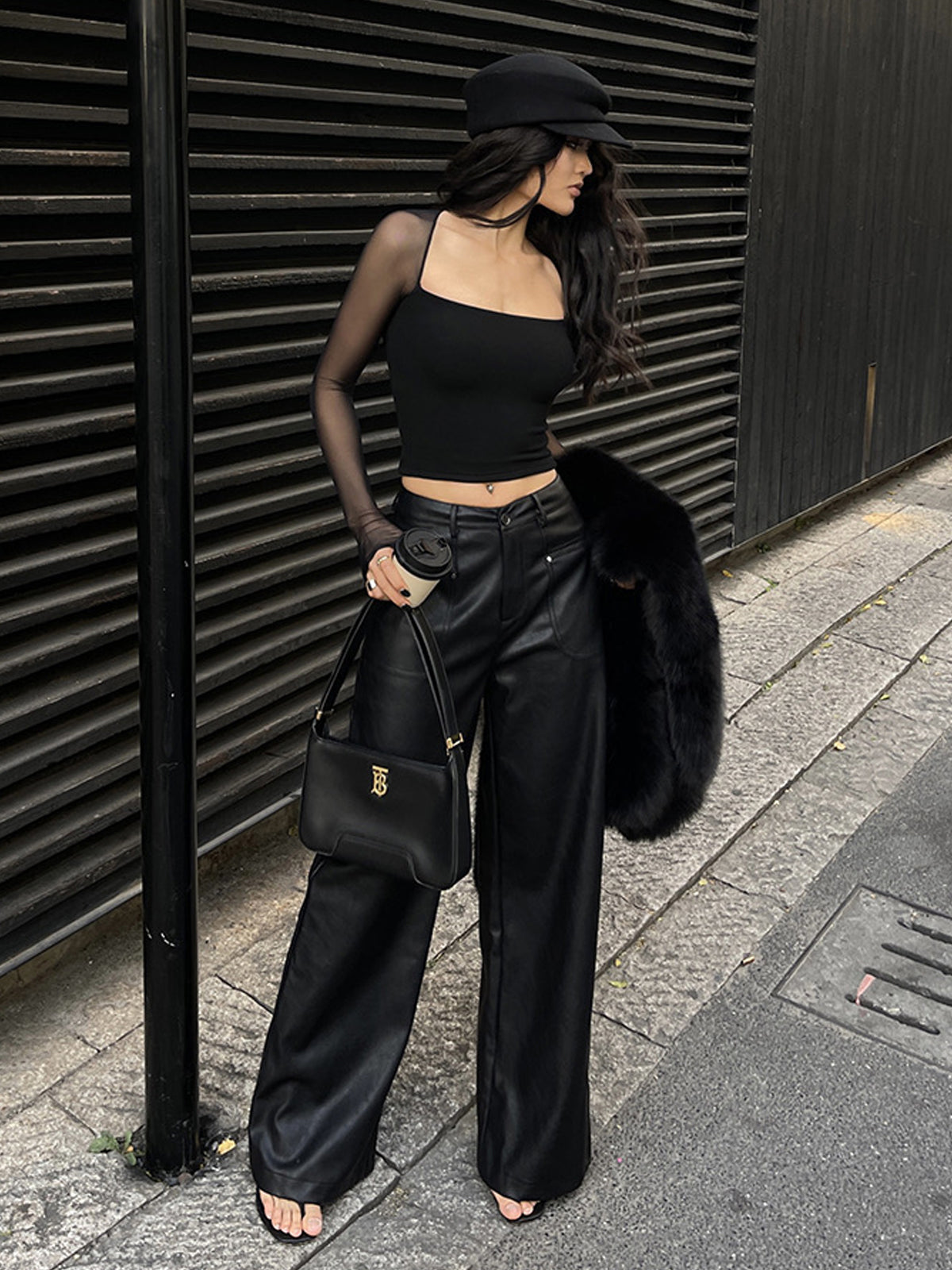 Square Neck Sheer Panel Crop T-Shirt Trendy Lightweight Summer Top
