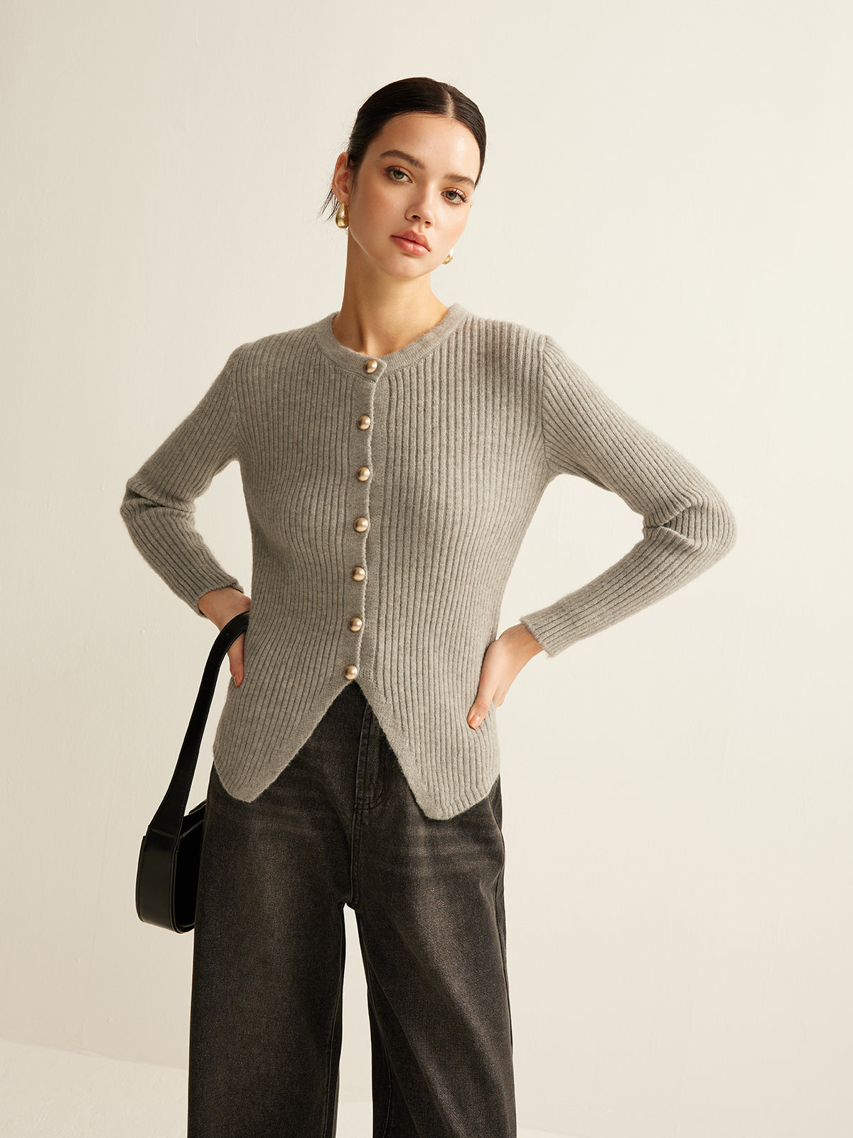Button Down Split Cardigan with Pockets Lightweight