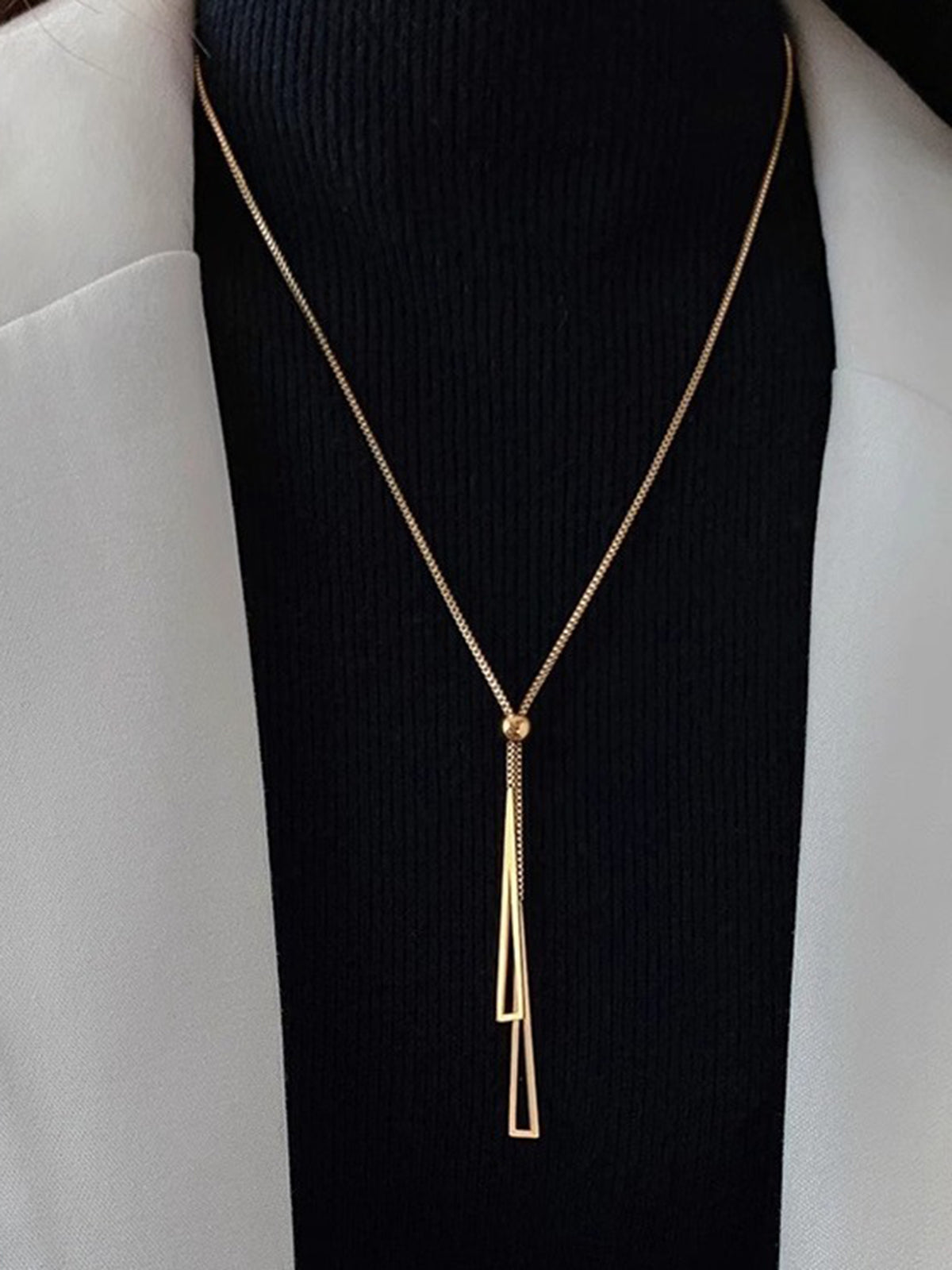 Golden Lariat Tassel Necklace with Elegant Beaded Chain