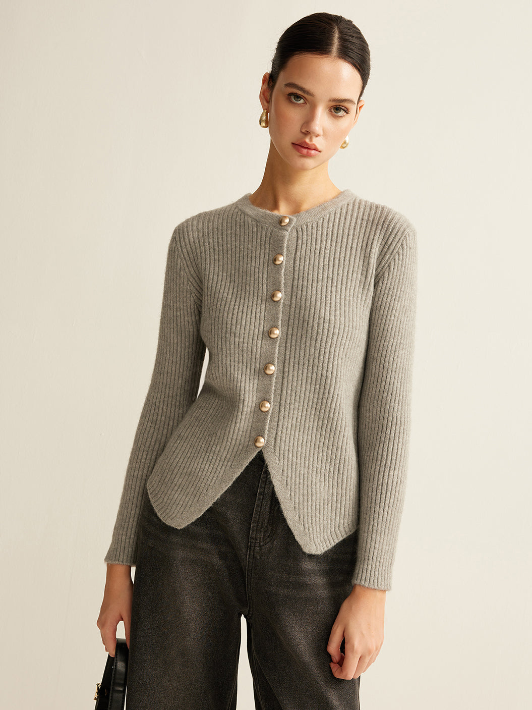 Button Down Split Cardigan with Pockets Lightweight