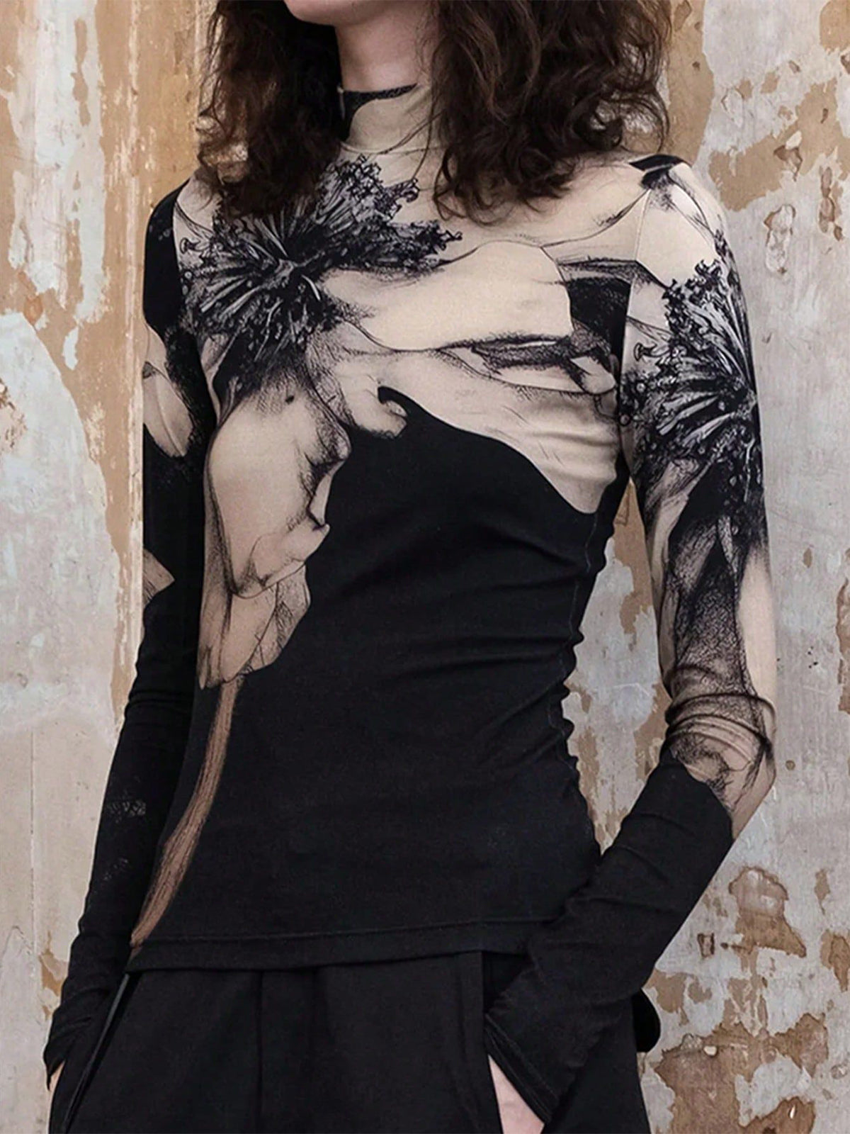 Mock-Neck Tie Dye Printed Shirt for Casual and Trendy Fashion