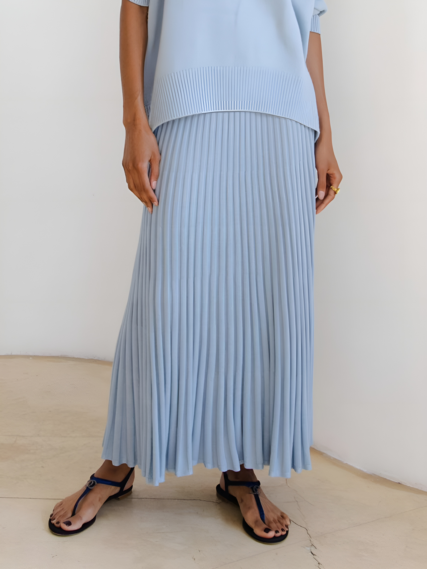 Leisure Pleated Knit Skirt for Women Casual Wear
