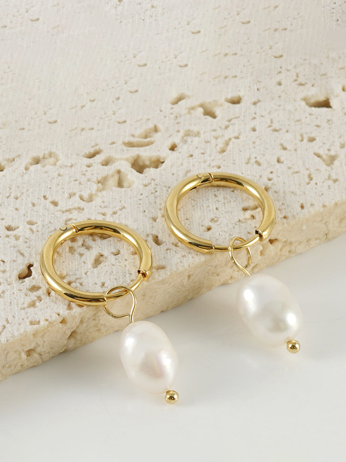 Hoop-Ring Pearl Drop Earrings Elegant Bridal Wedding Accessory