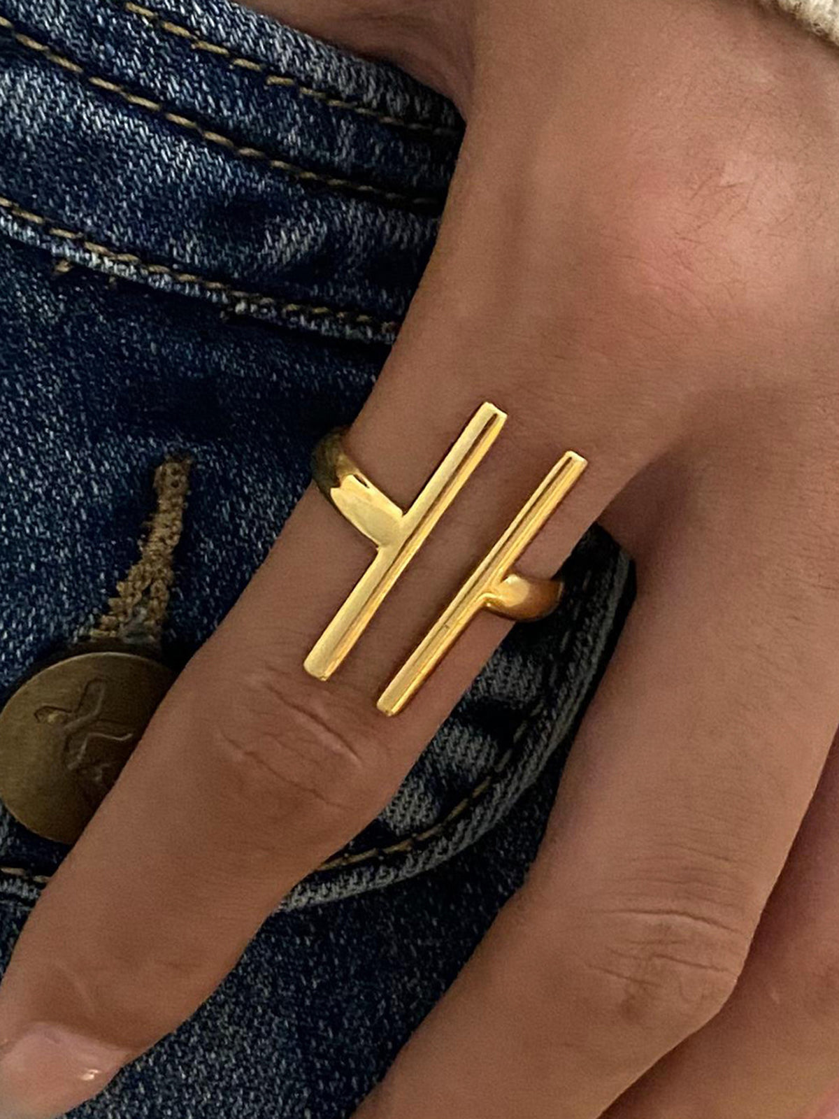 Geometric Open Ring, Modern Minimalist Statement Jewelry Piece