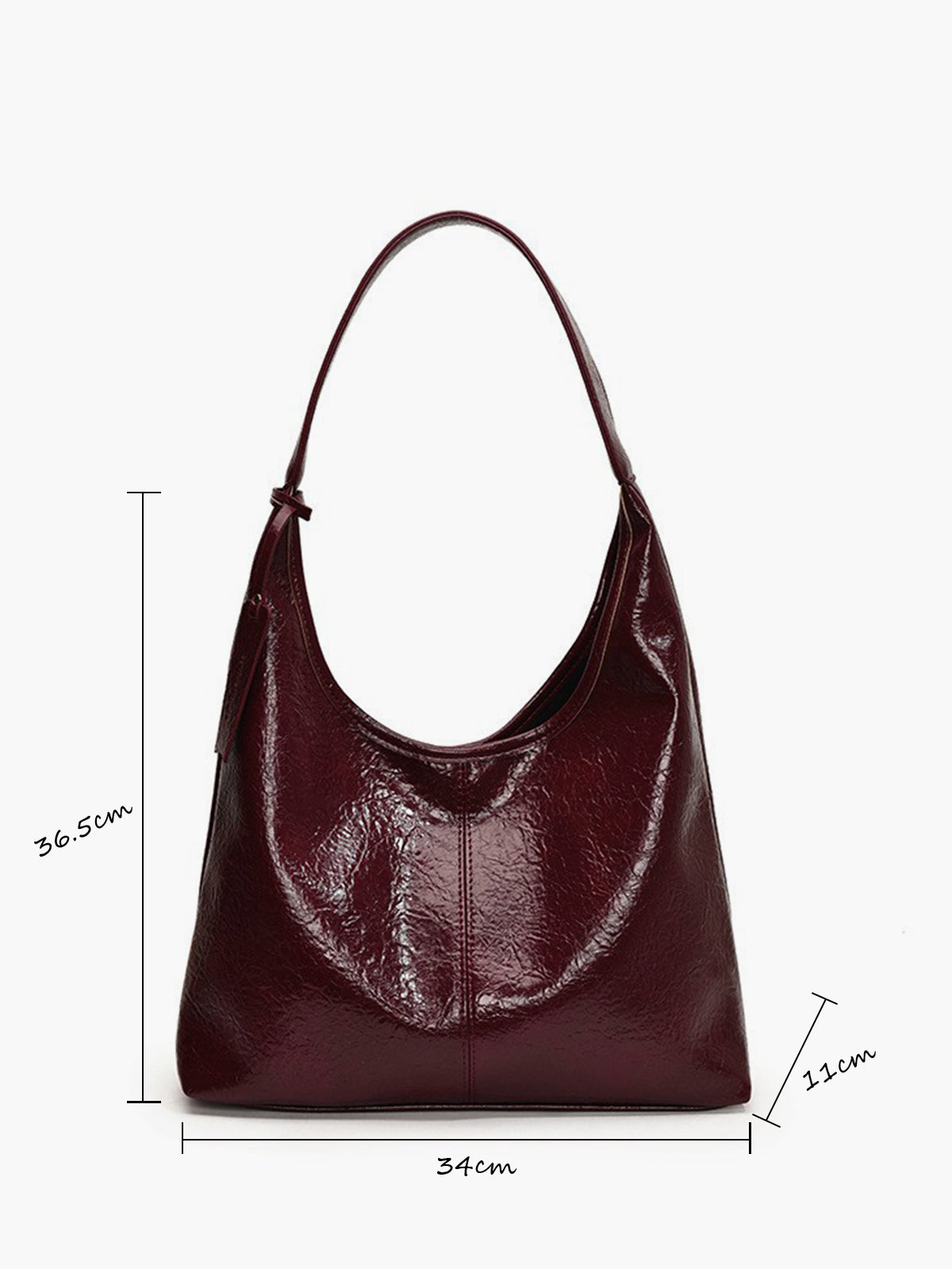 Leisure Button Clasp Hobo Bag with Adjustable Shoulder Strap