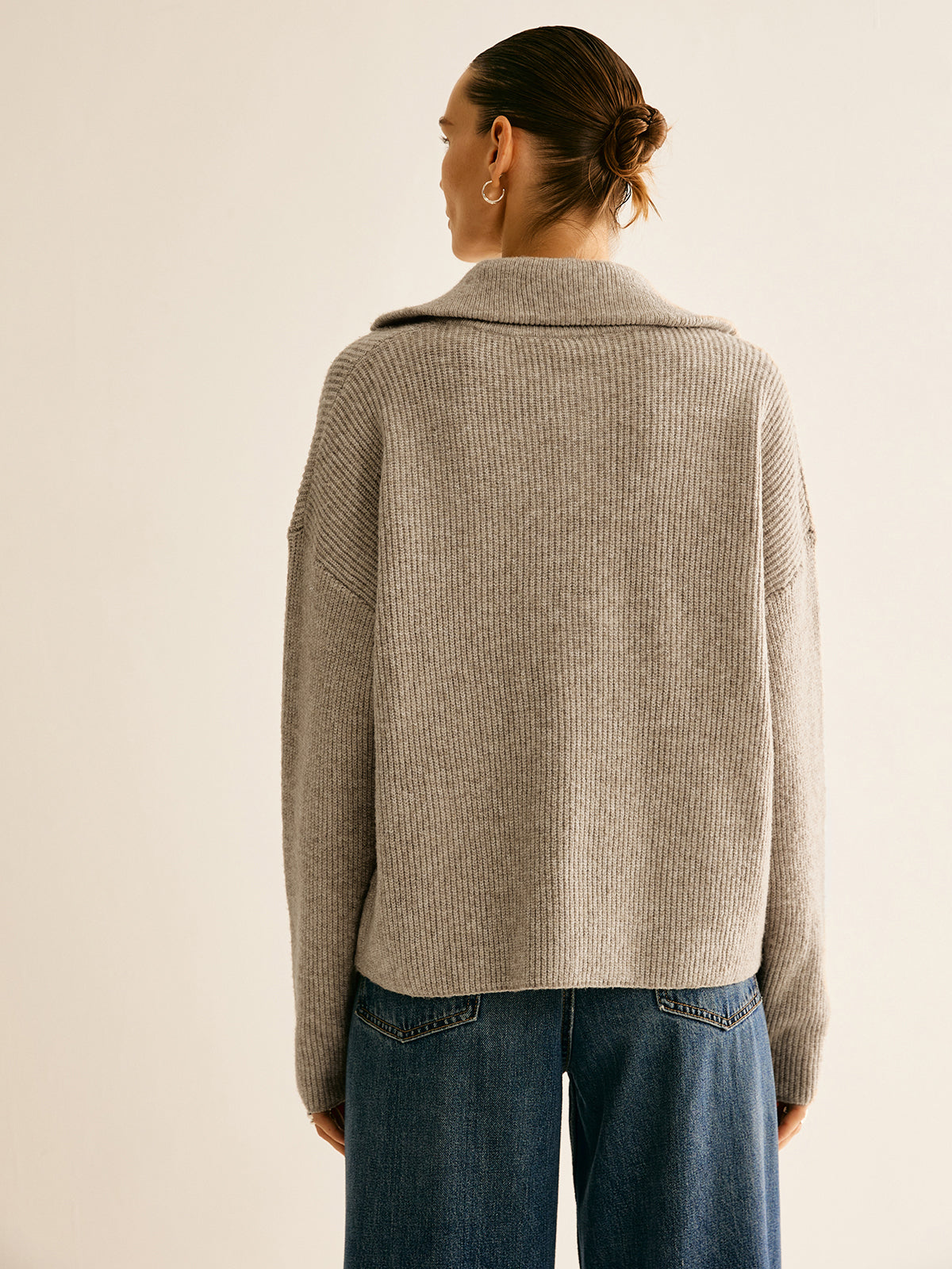 Wool-Blend Zipper Sweater Co-ords with Front Pockets for Women