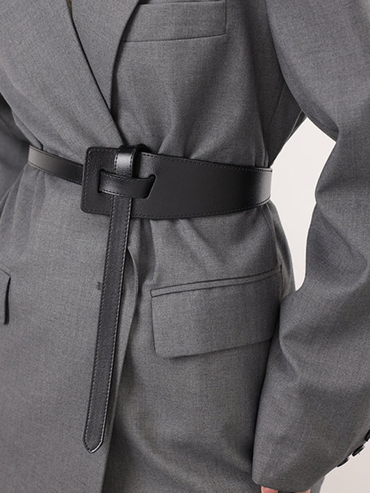 Asymmetrical Knotted Leather Belt Adjustable Buckle Closure