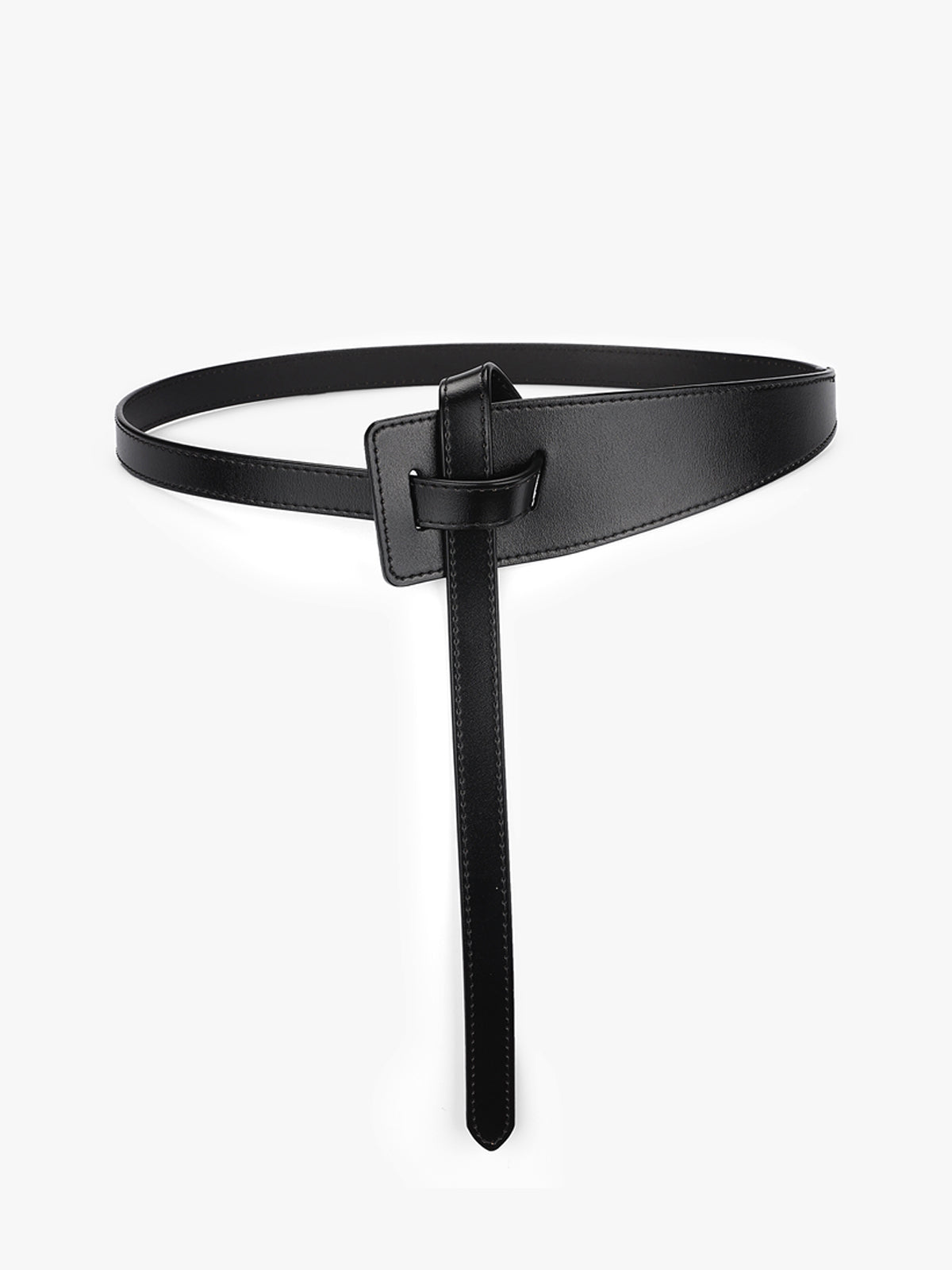 Asymmetrical Knotted Leather Belt Adjustable Buckle Closure