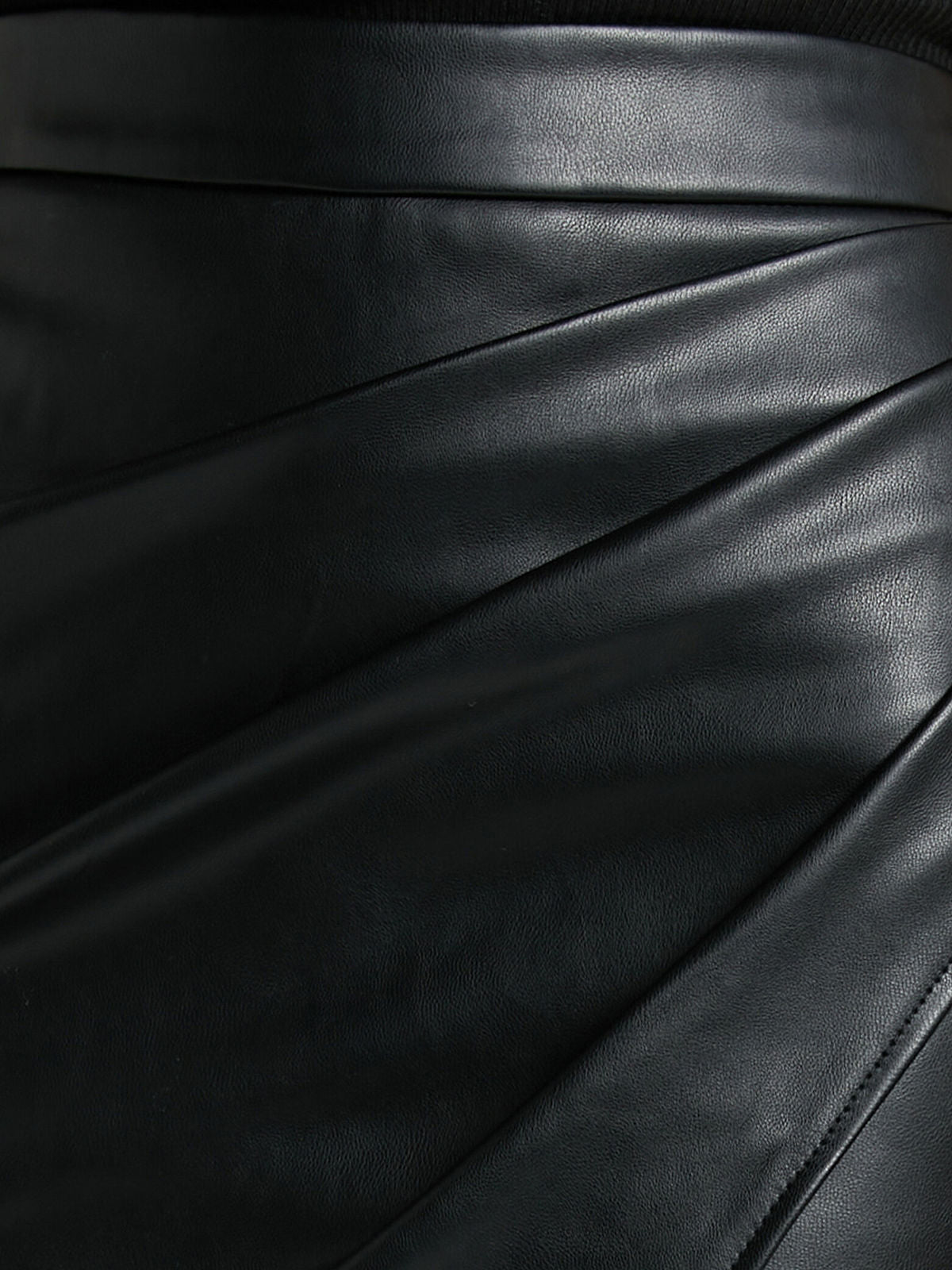 Pleated Split PU Leather Skirt High Waist Fashion Midi