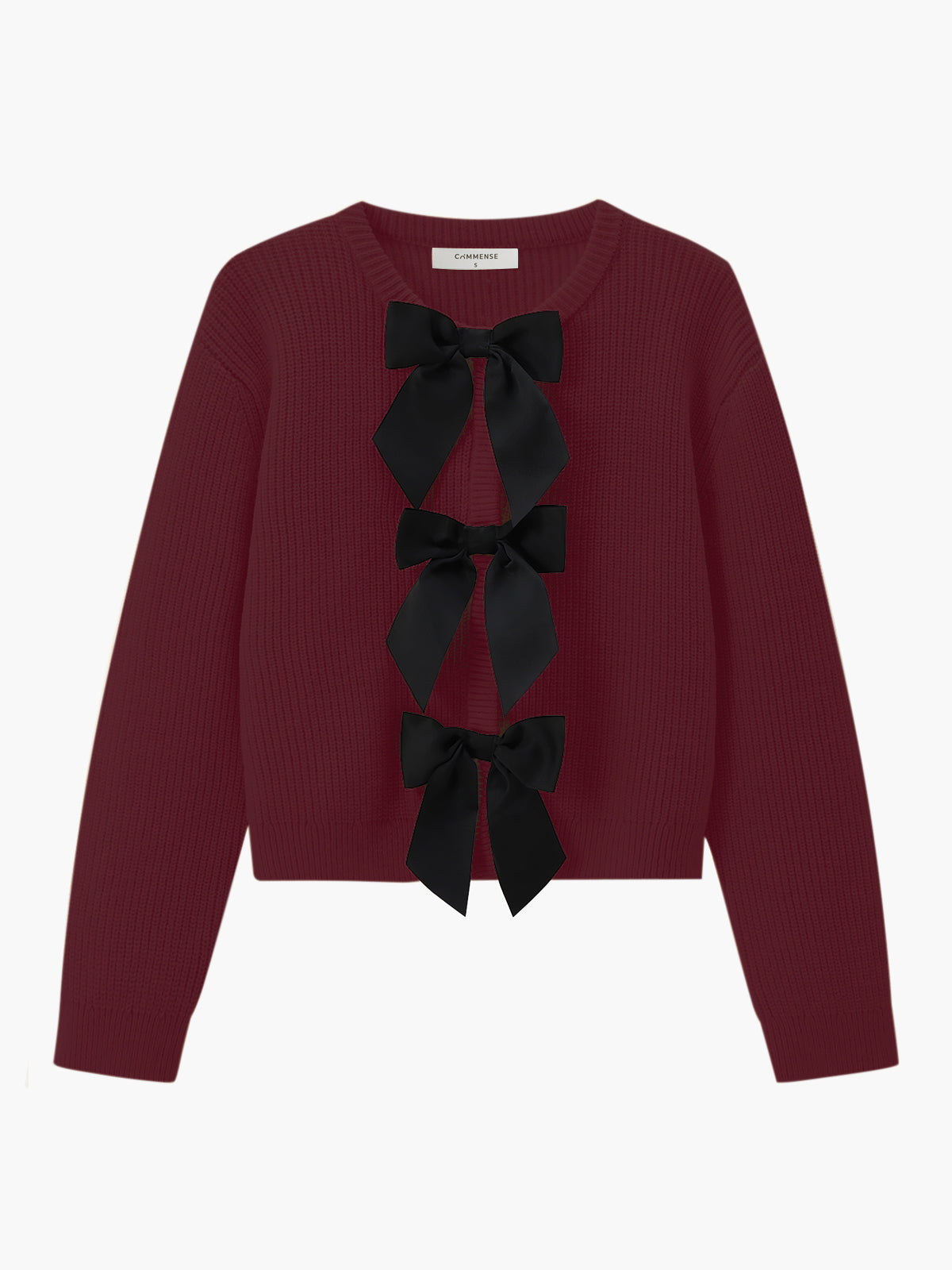 Bow Ribbed Warm Sweater for Women Casual Winter Wear