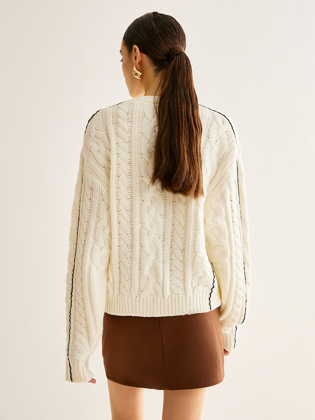 Contrast Binding Button Cardigan for Women Lightweight Layer