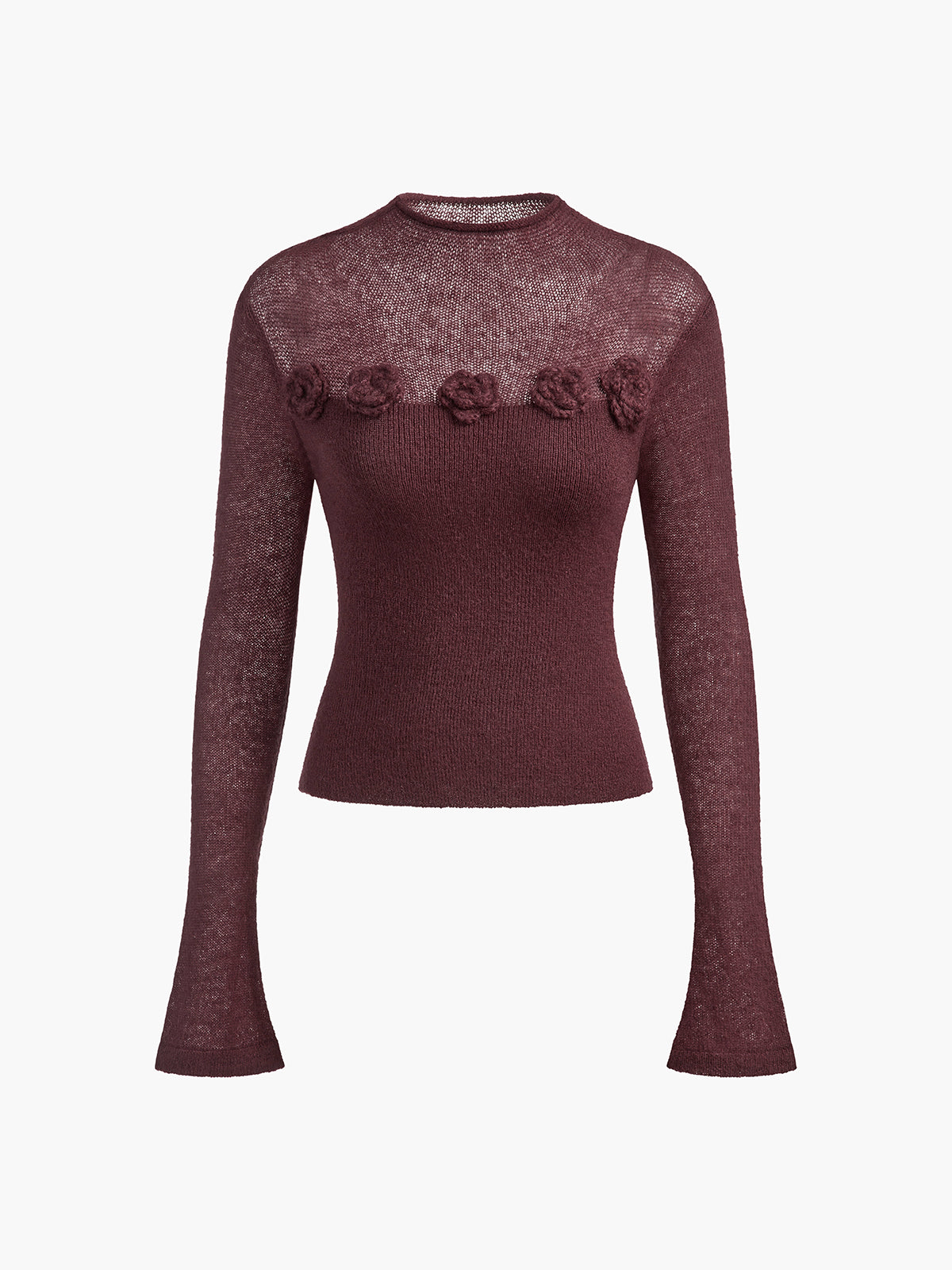 3D Flower Panel Soft Knit Top for Women Spring Collection