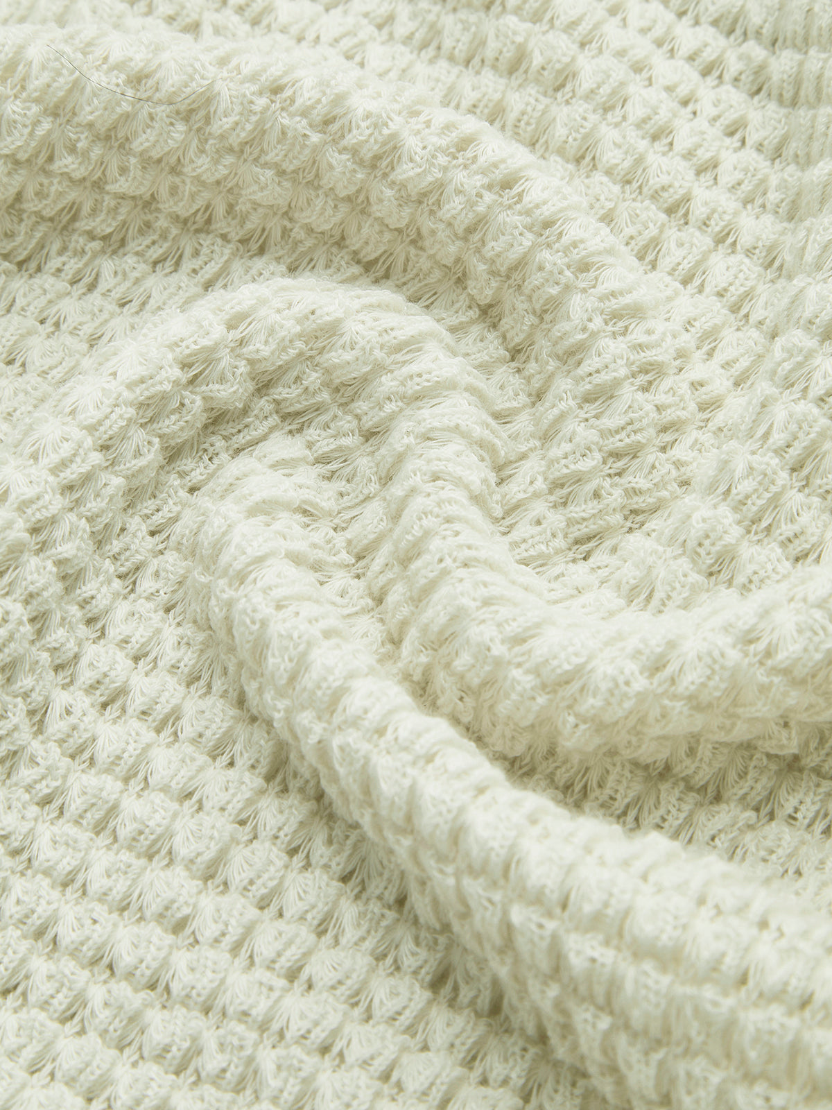 Plain Waffle Slim Sweater Lightweight Casual Pullover