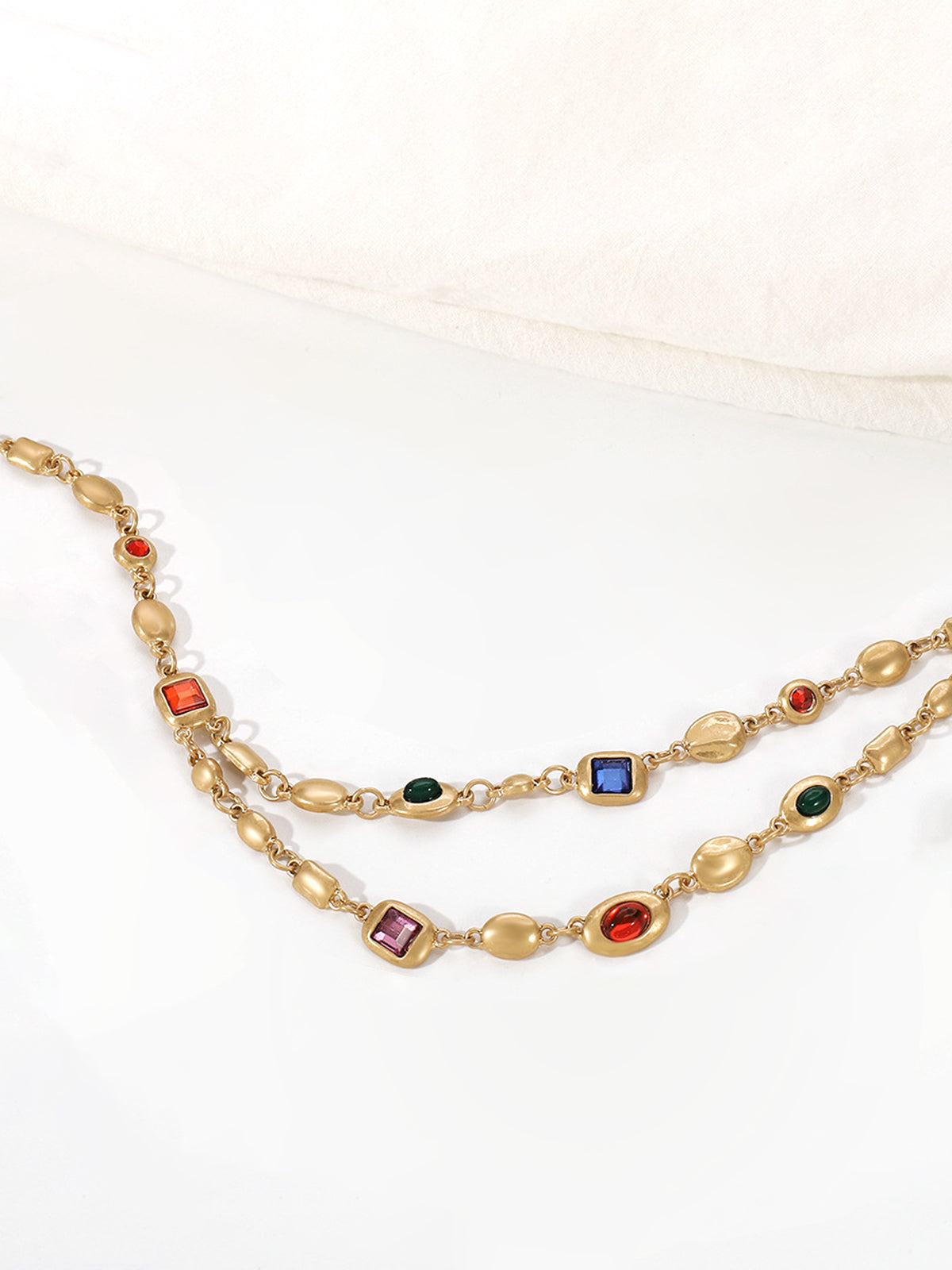 Double-Layer Colorful Beaded Necklace, Handmade Artisan Crafted Jewelry